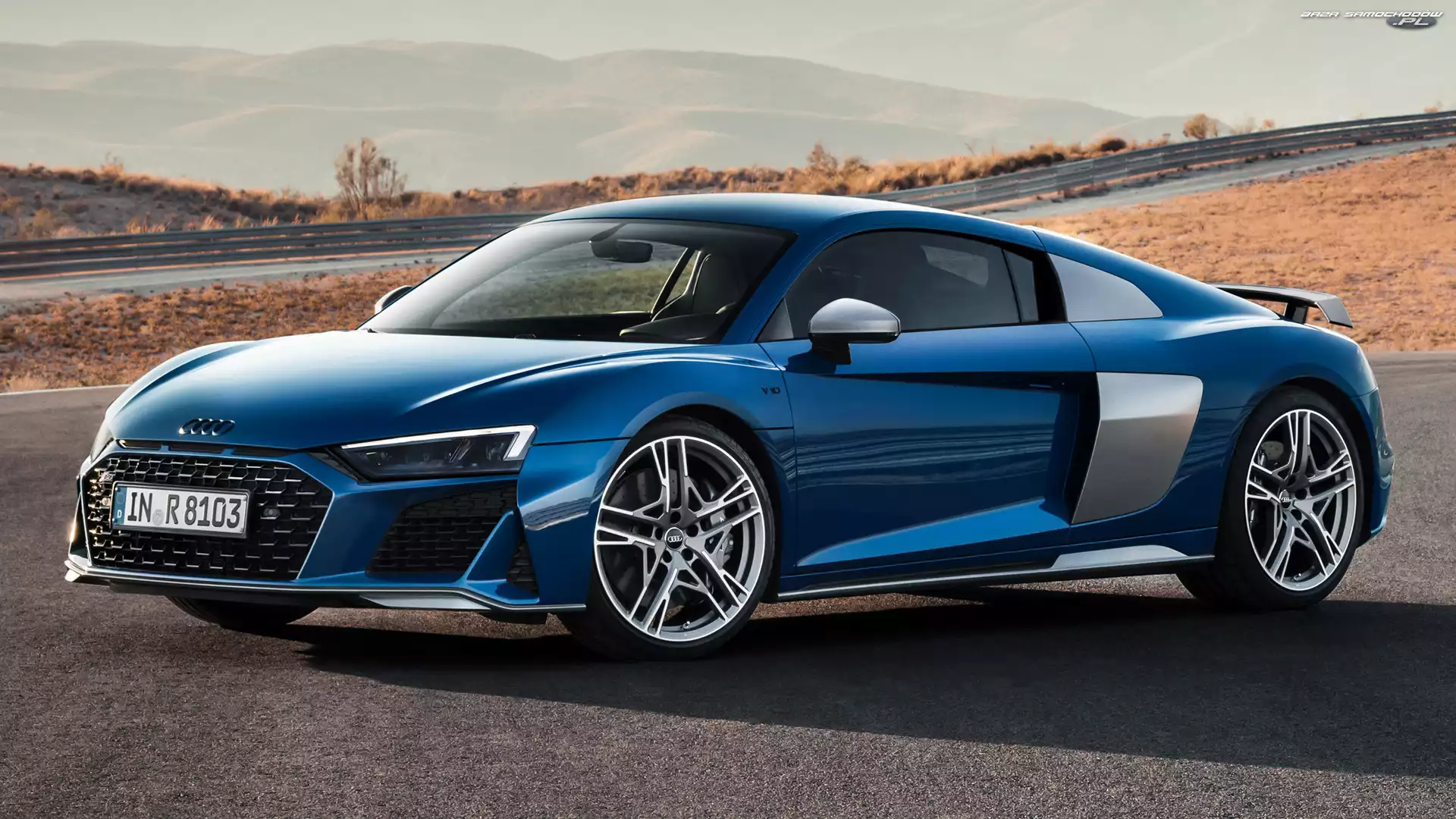Bok, Niebieskie, Audi R8 Coupe Performance