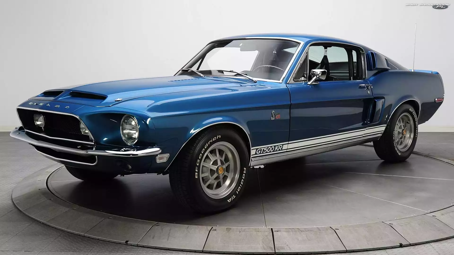 Niebieski, 1968, Zabytkowy, Ford Mustang Shelby GT500 KR