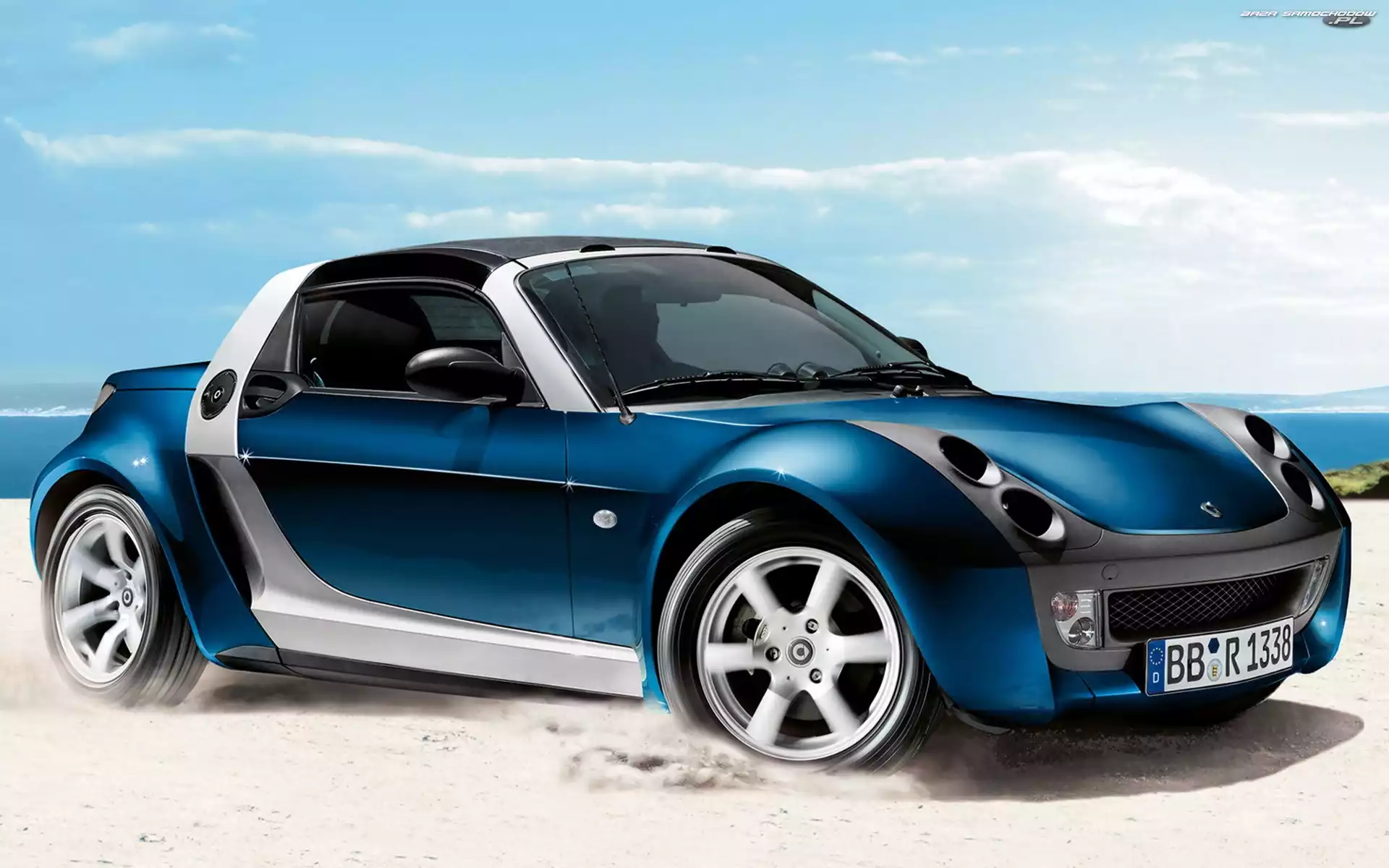 2005, Morze, Smart Roadster Bluestar, Piasek