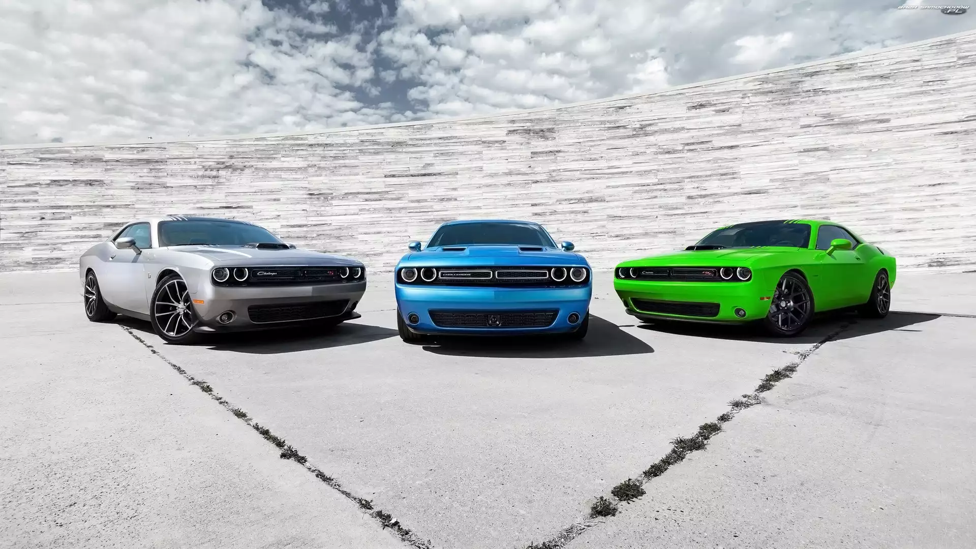 2015, Dodge, Srebny, Niebieski, Challenger, Zielony