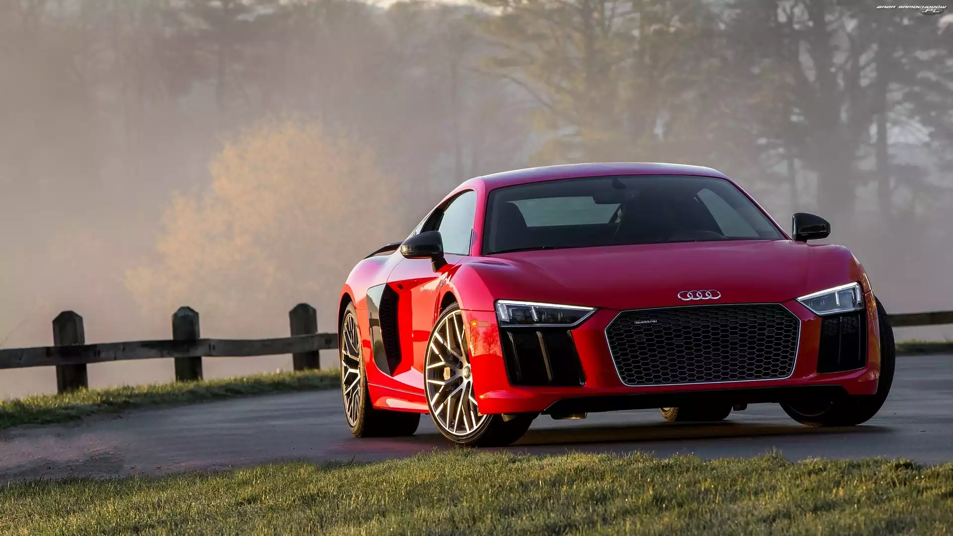 2016, Czerwone, Audi R8 V10 Plus Coupé 5.2 FSI S Tronic Quattro