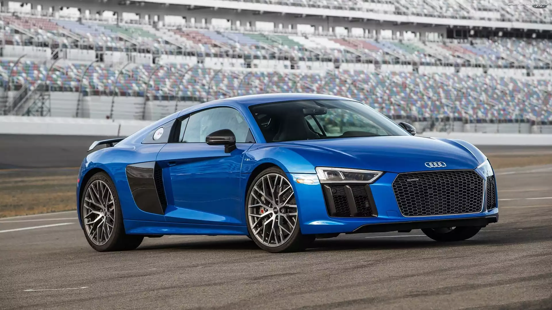 2016, Niebieskie, Audi R8 V10 Plus Coupé 5.2 FSI S Tronic Quattro
