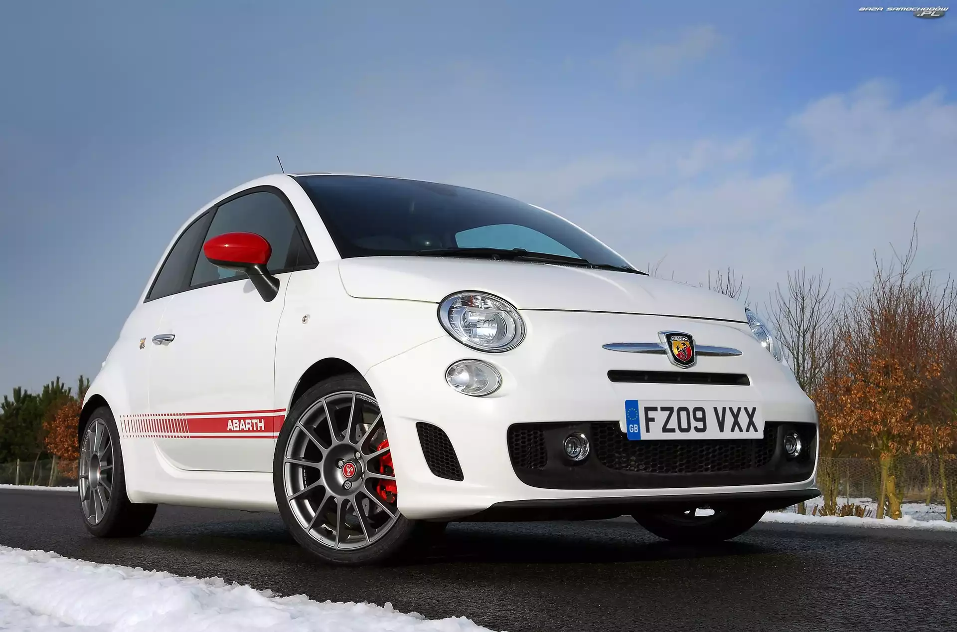 Abarth 500, Zima, Biały, Śnieg