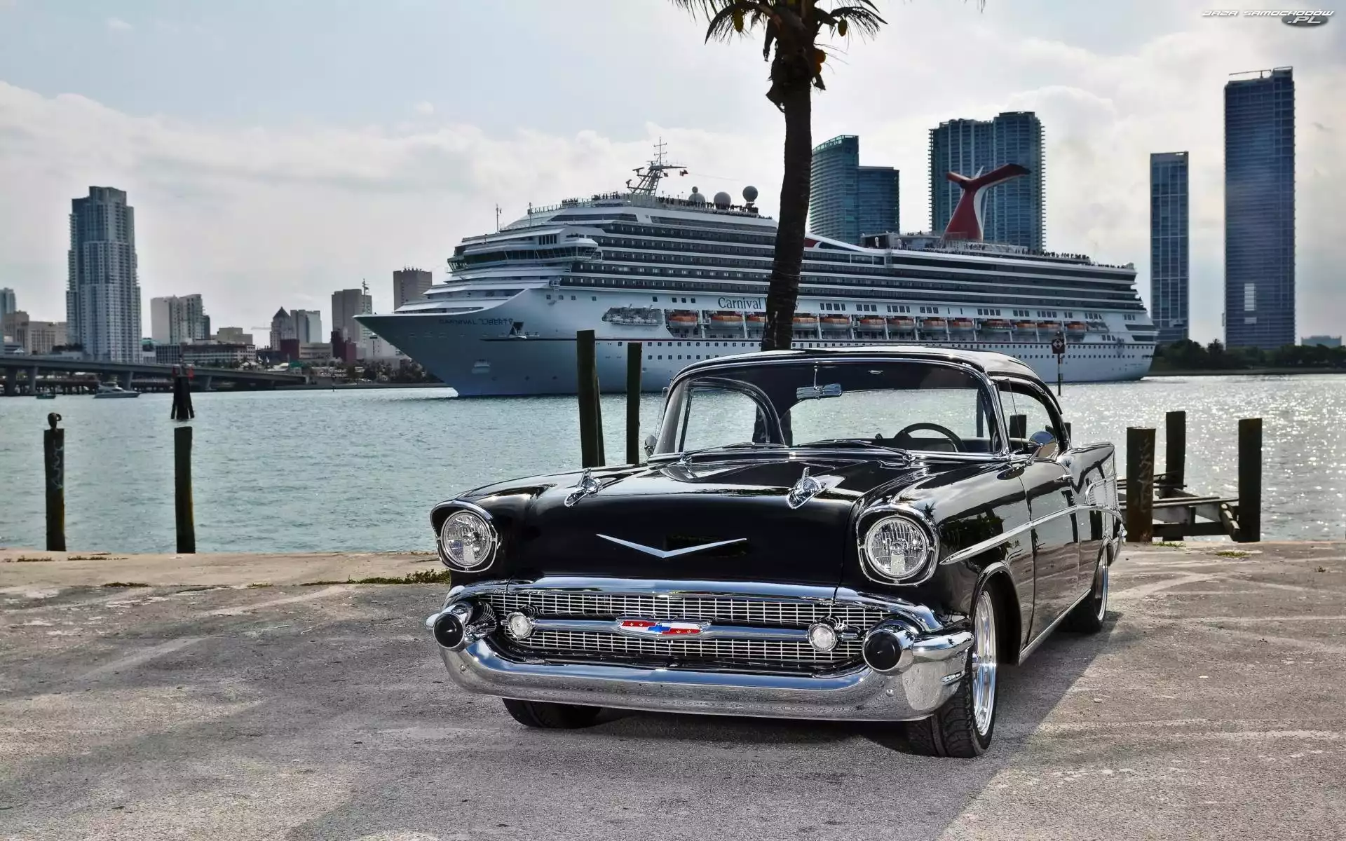 Bel Air, Zabytkowy, Drapacze Chmur, Statek, Chevrolet, 1954