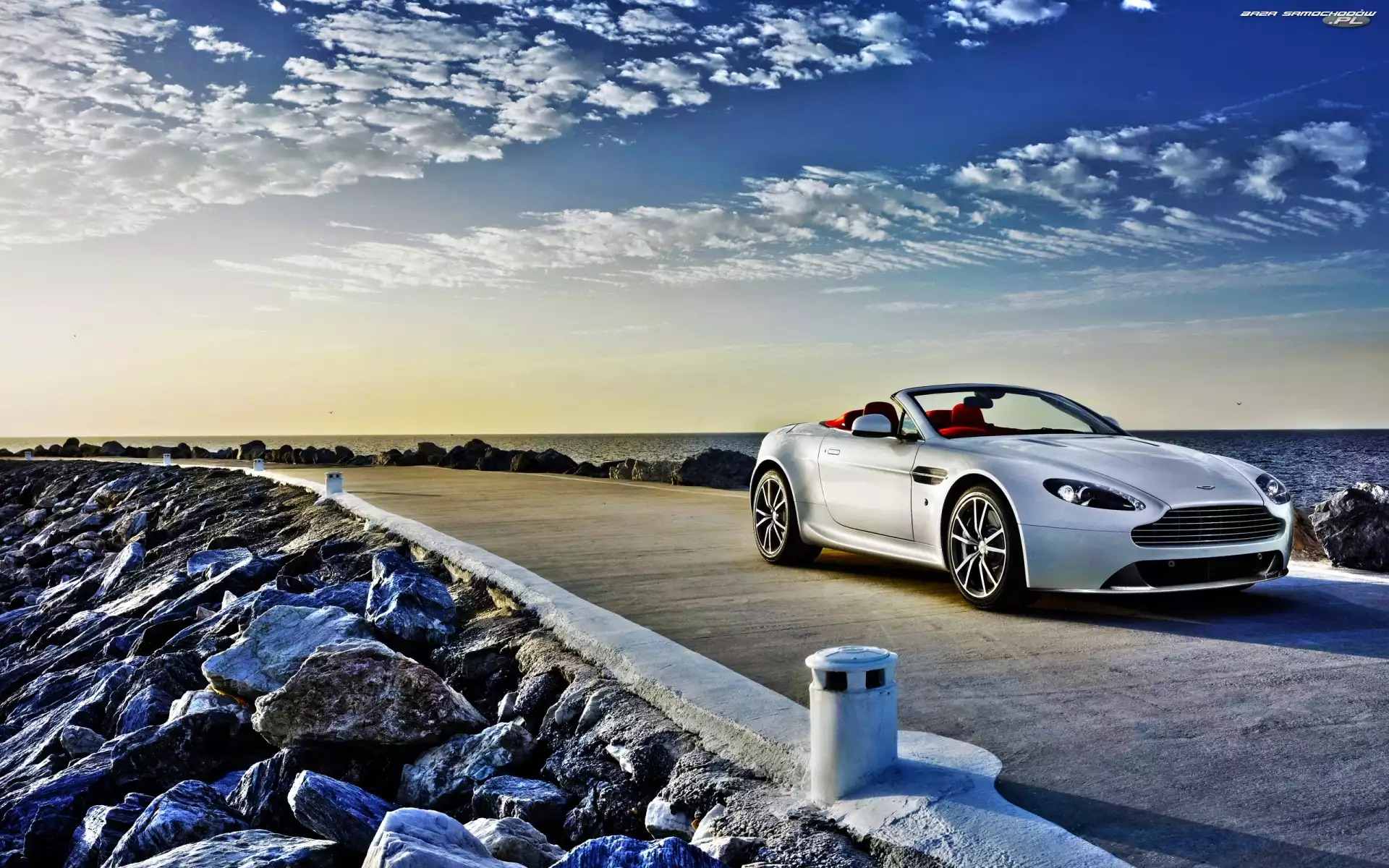 Vantage, Aston Martin, Morze, Kamienie, V8, Droga