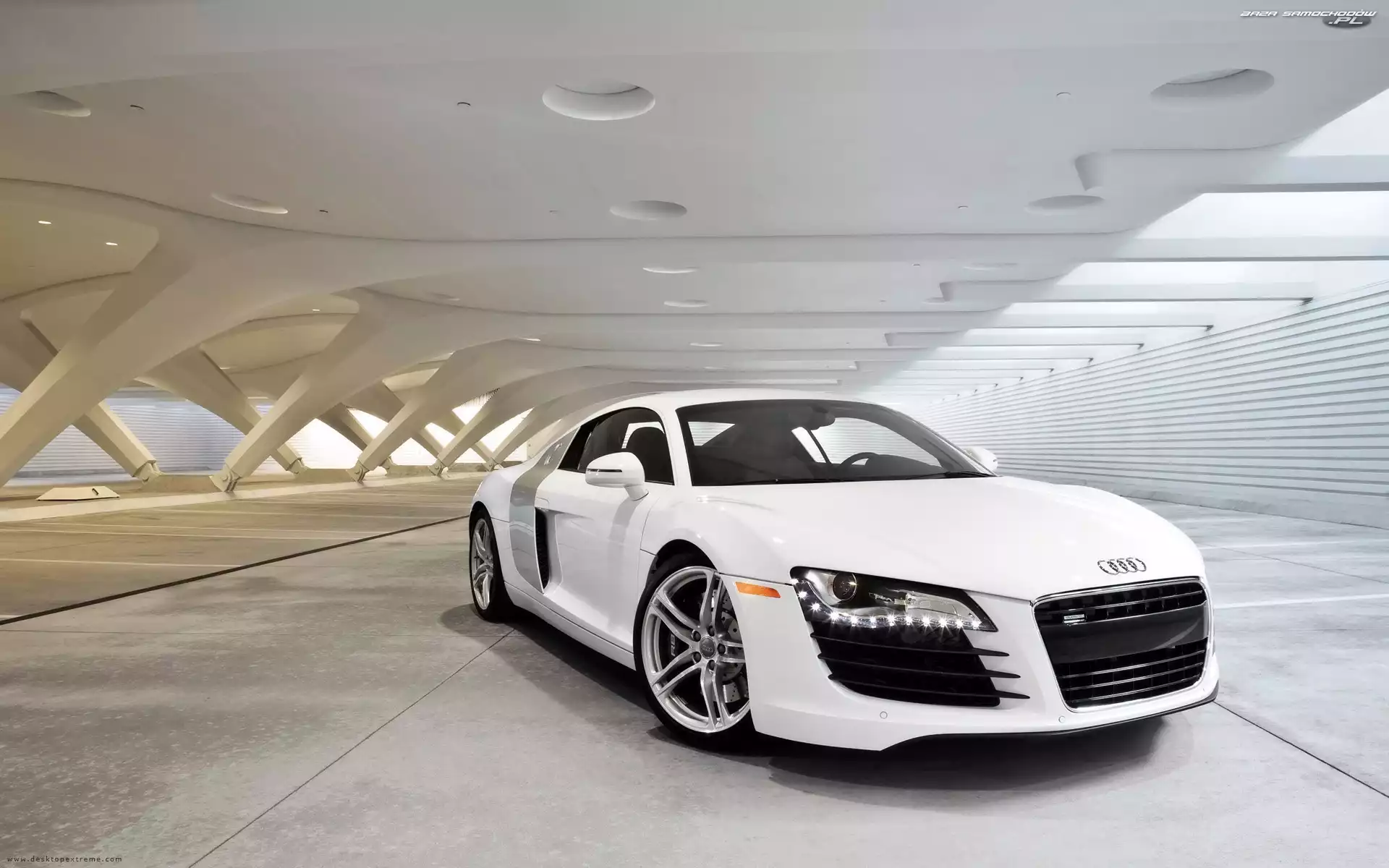 Audi R8, Parking, Białe, Futurystyczny
