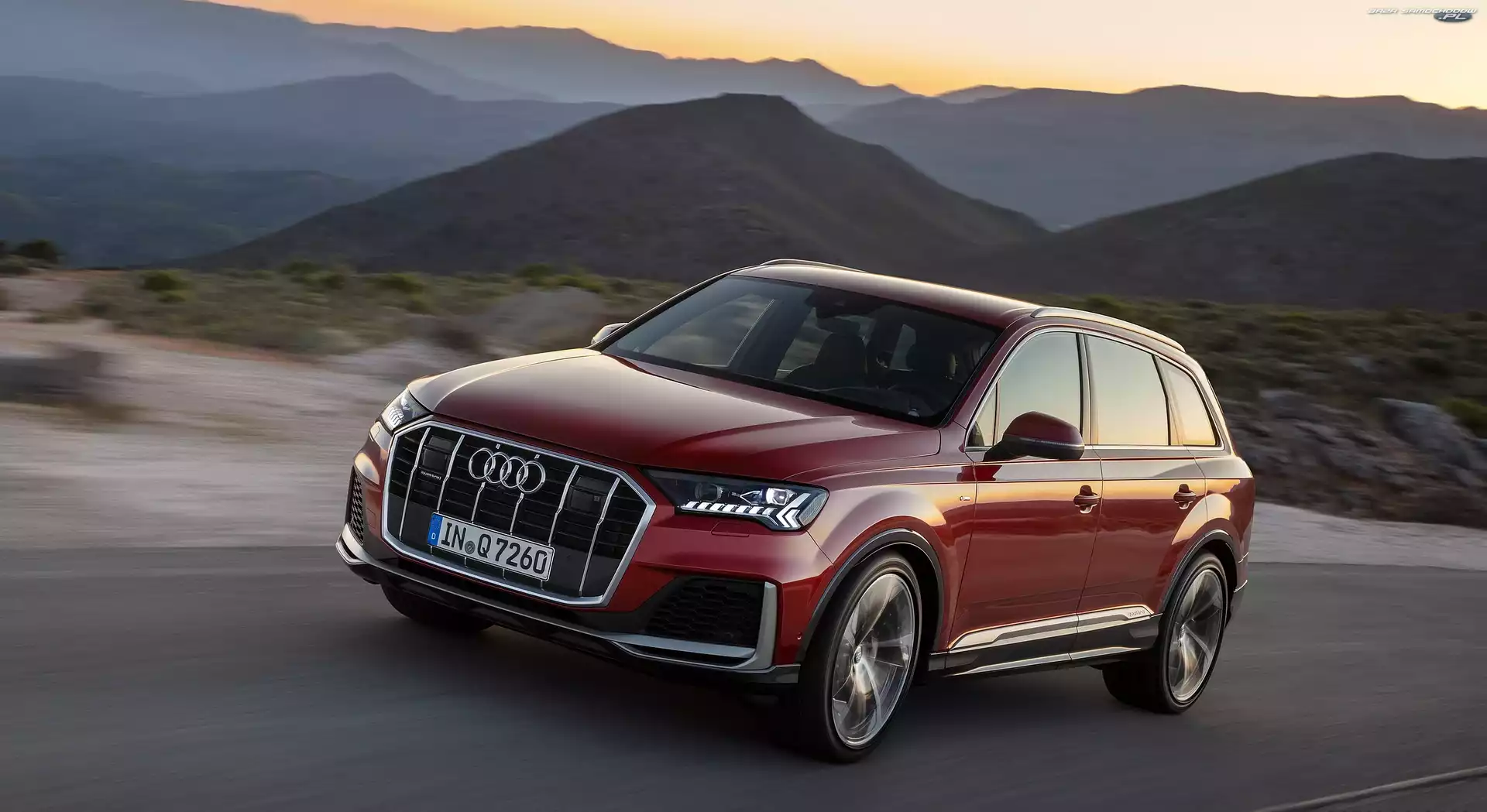 Audi Q7, Droga, Czerwone, Góry