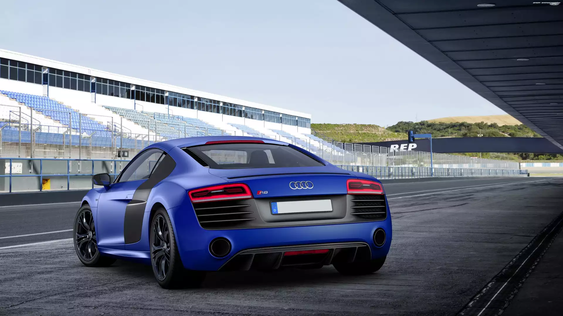 Audi R8, Tor wyścigowy, Niebieskie, Tył