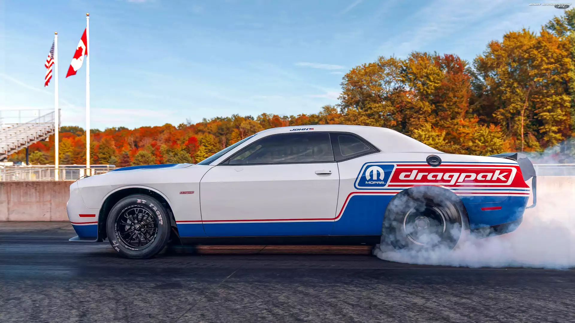 Bok, Biało-niebieski, Dodge Challenger Mopar Drag Pak