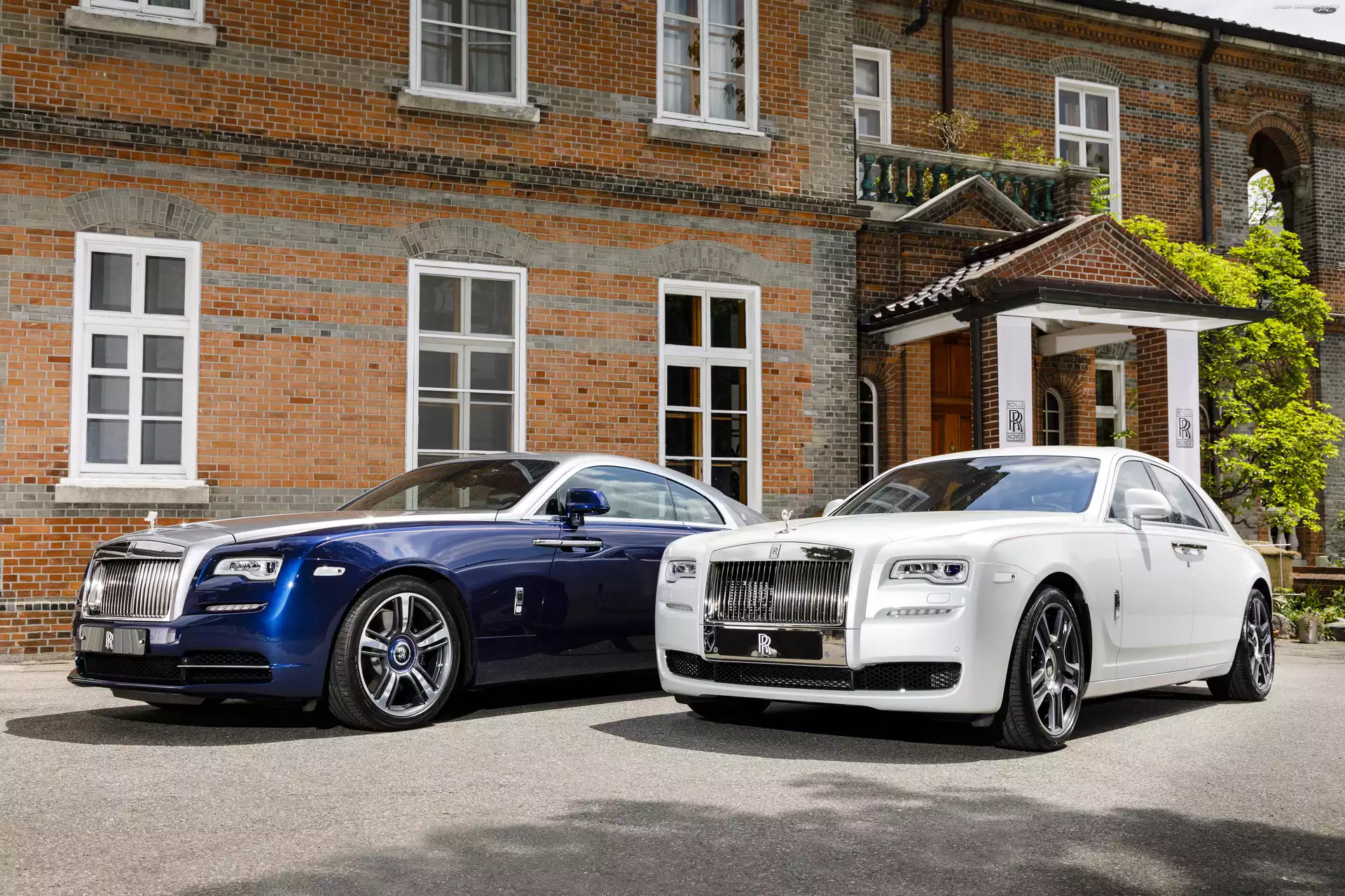 Budynek, Rolls-Royce Wraith, Rolls-Royce Ghost, Niebieski, Biały