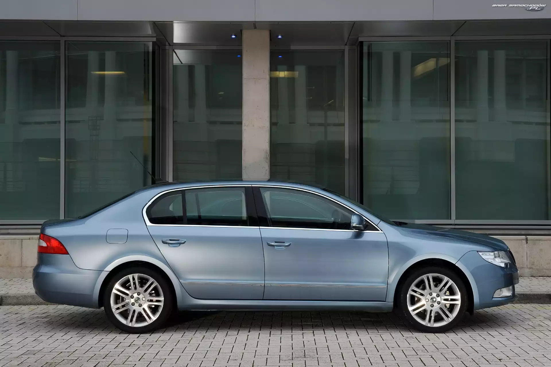Prawy, Skoda Superb, Bok, Srebrny, Stalowy