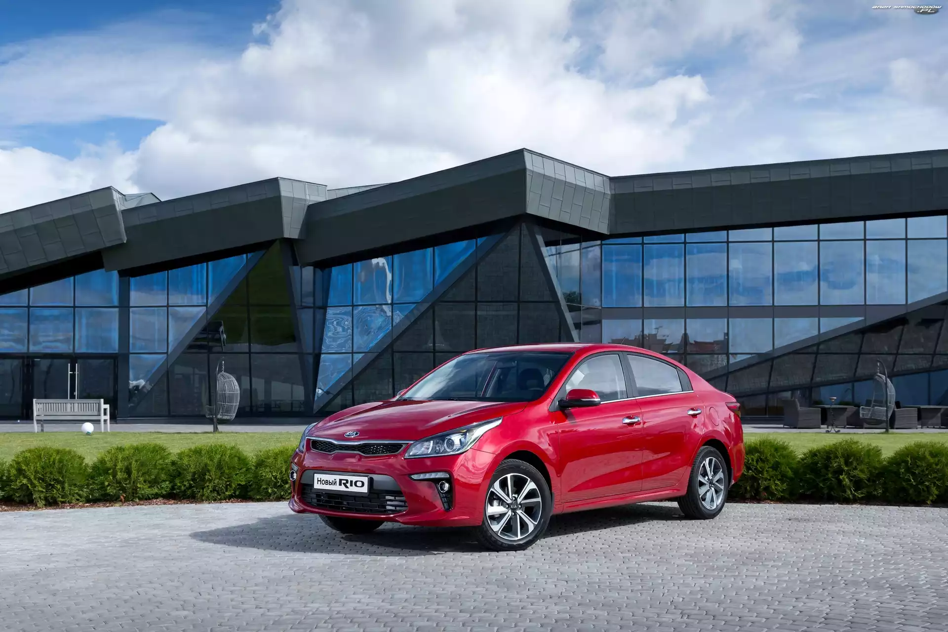 Budynek, Parking, Kia Rio, Czerwony, 2016