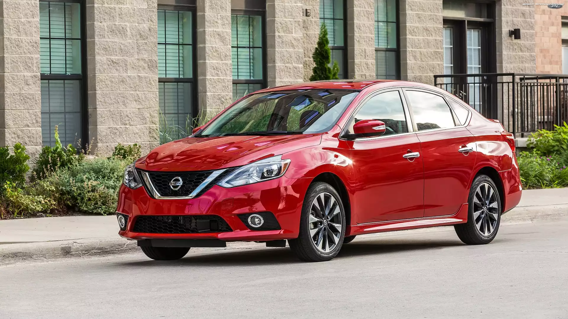 Budynek, Czerwony, Nissan Sentra