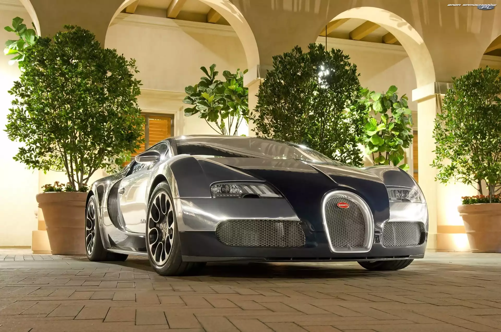 Bugatti Veyron, Budynek, Auto, Oświetlony