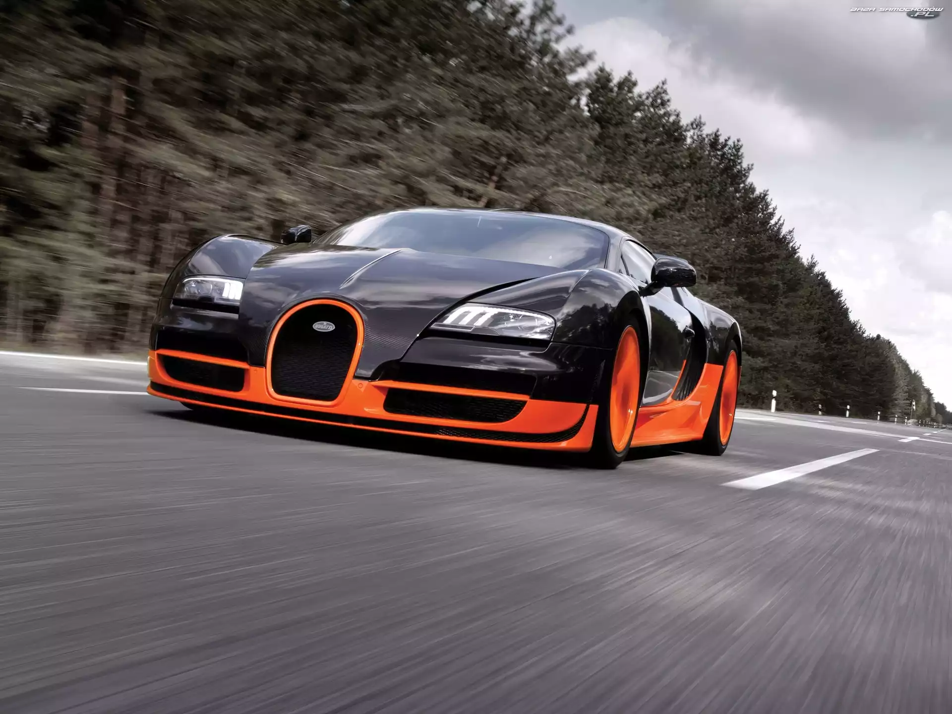 Bugatti Veyron, Czarno, Pomarańczowe