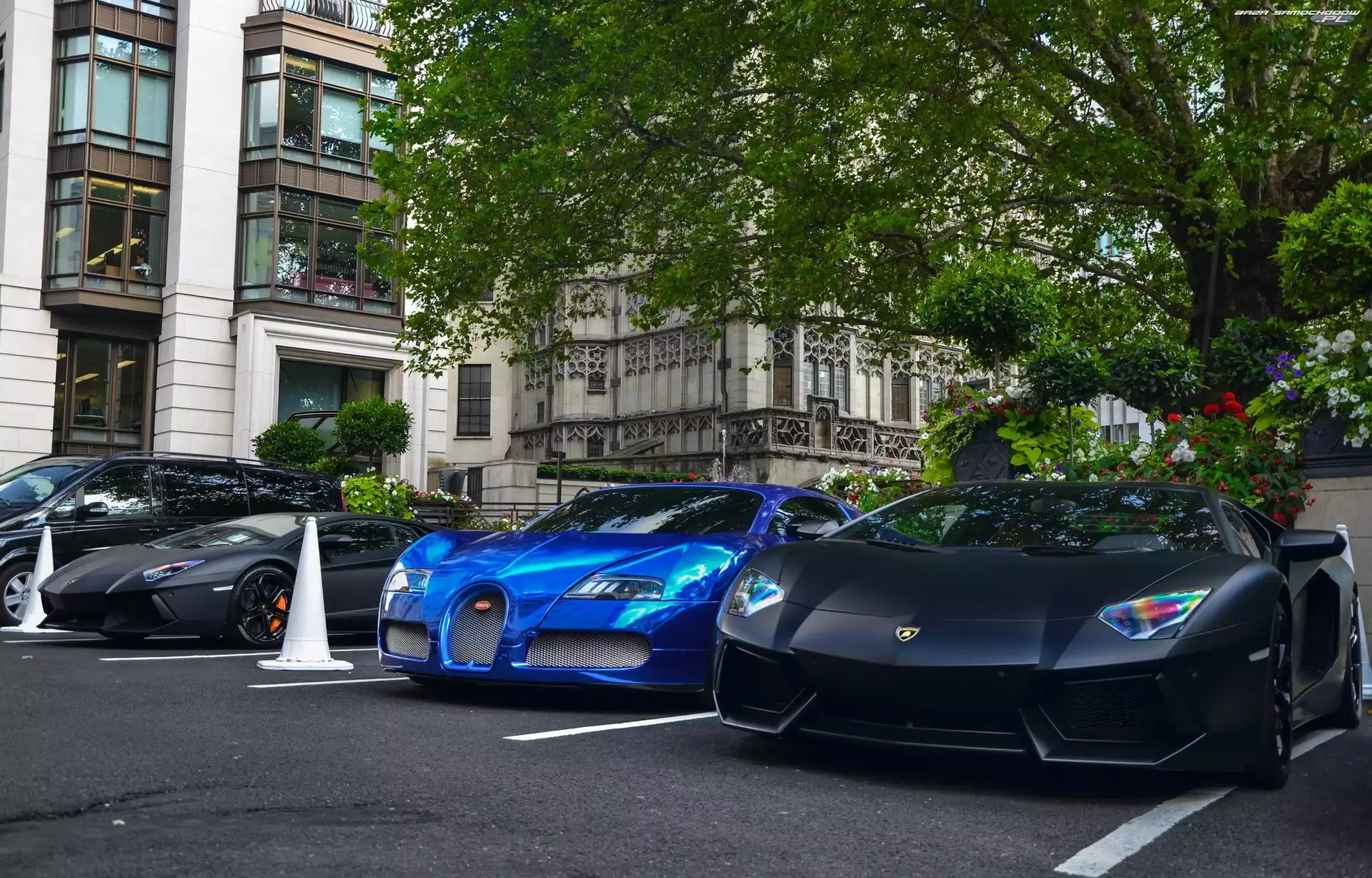 Bugatti Veyron, Lamborghini Aventador, Niebieski, Czarne