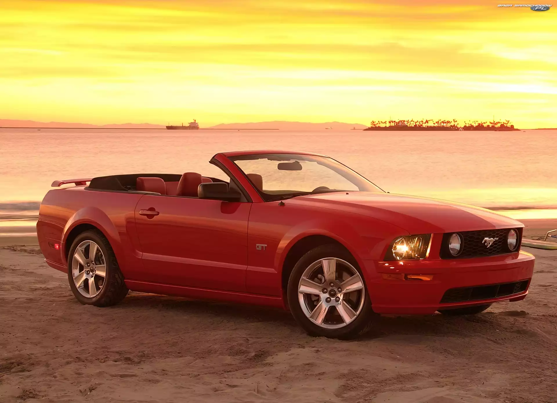 Cabrio, Czerwony, Ford Mustang