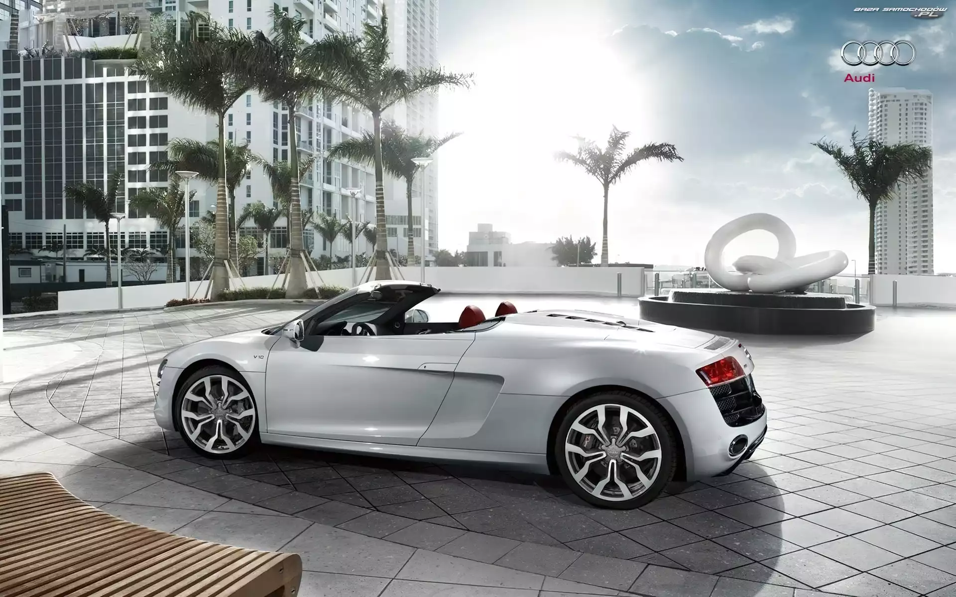 cabriolet, srebrne, Audi R8