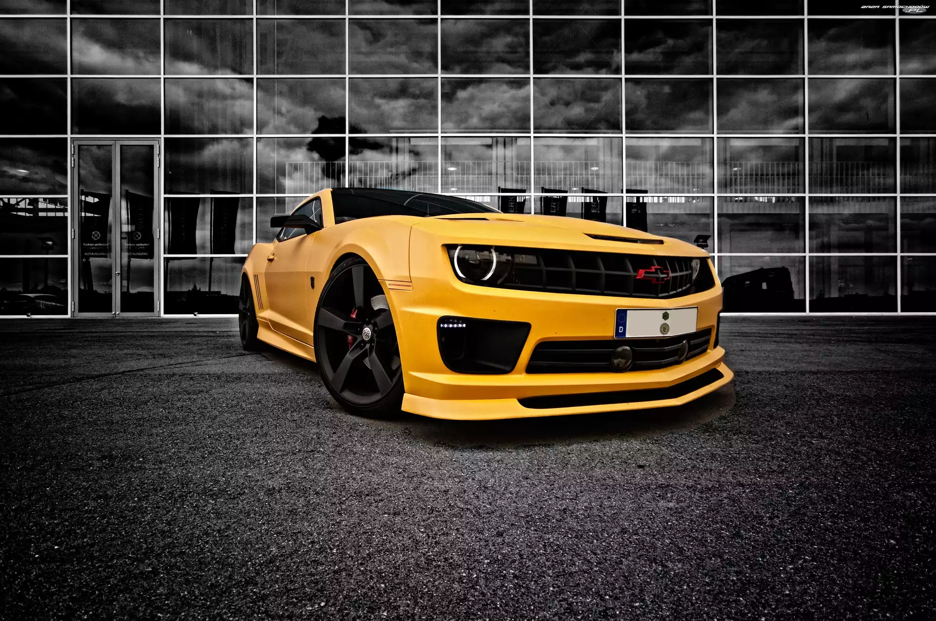 Żółty, Oszklenie, Chevrolet Camaro, Plac