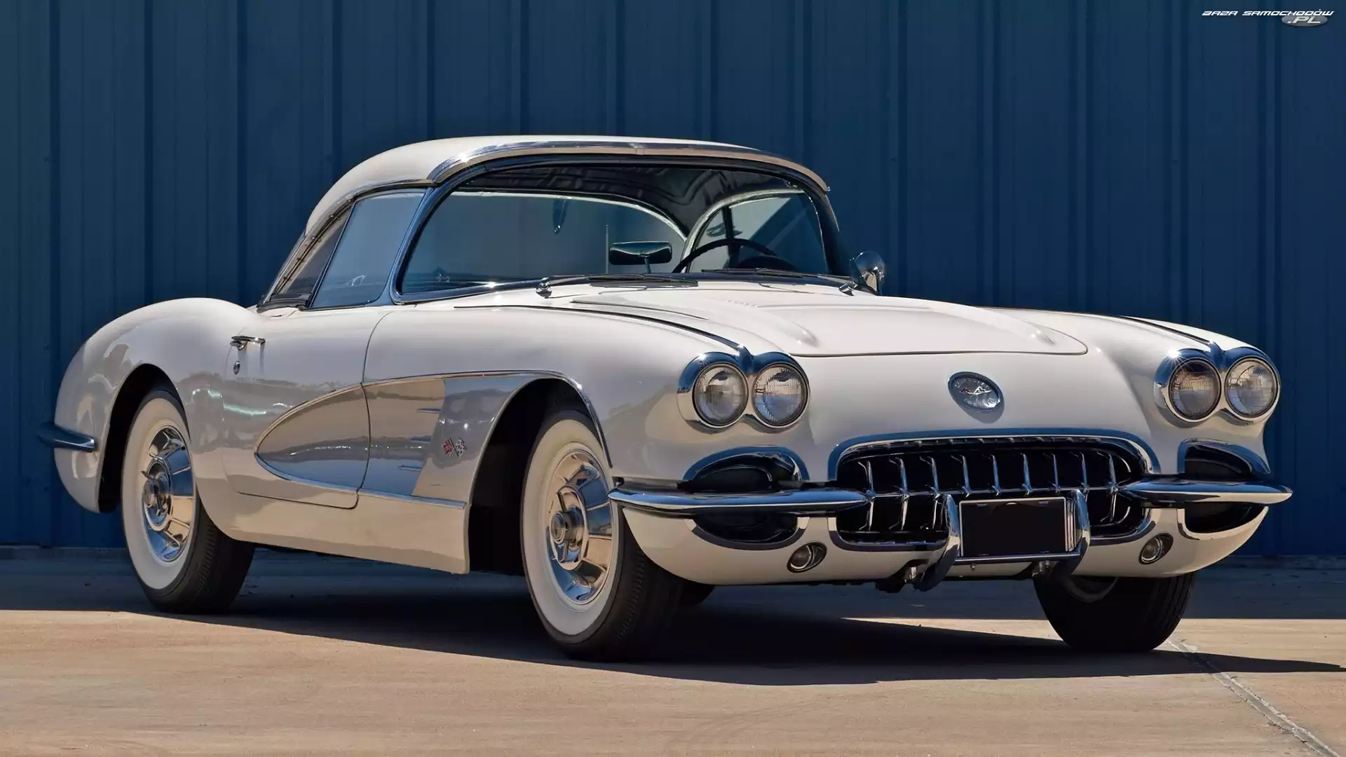 Corvette, Biały, Zabytkowy, 1958, Chevrolet, Stingray