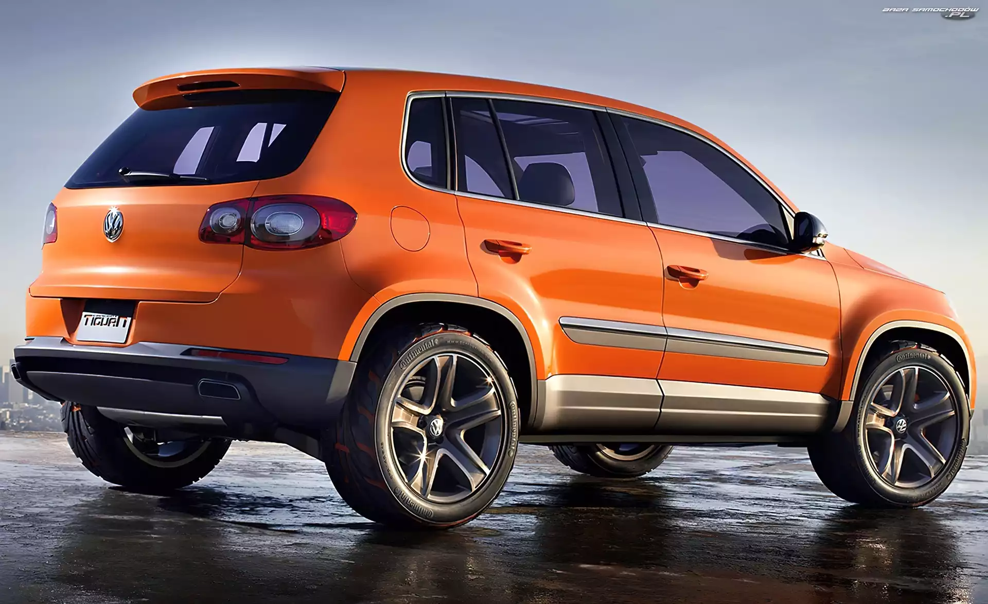 Czarno, Opony, Volkswagen Tiguan, Pomarańczowe