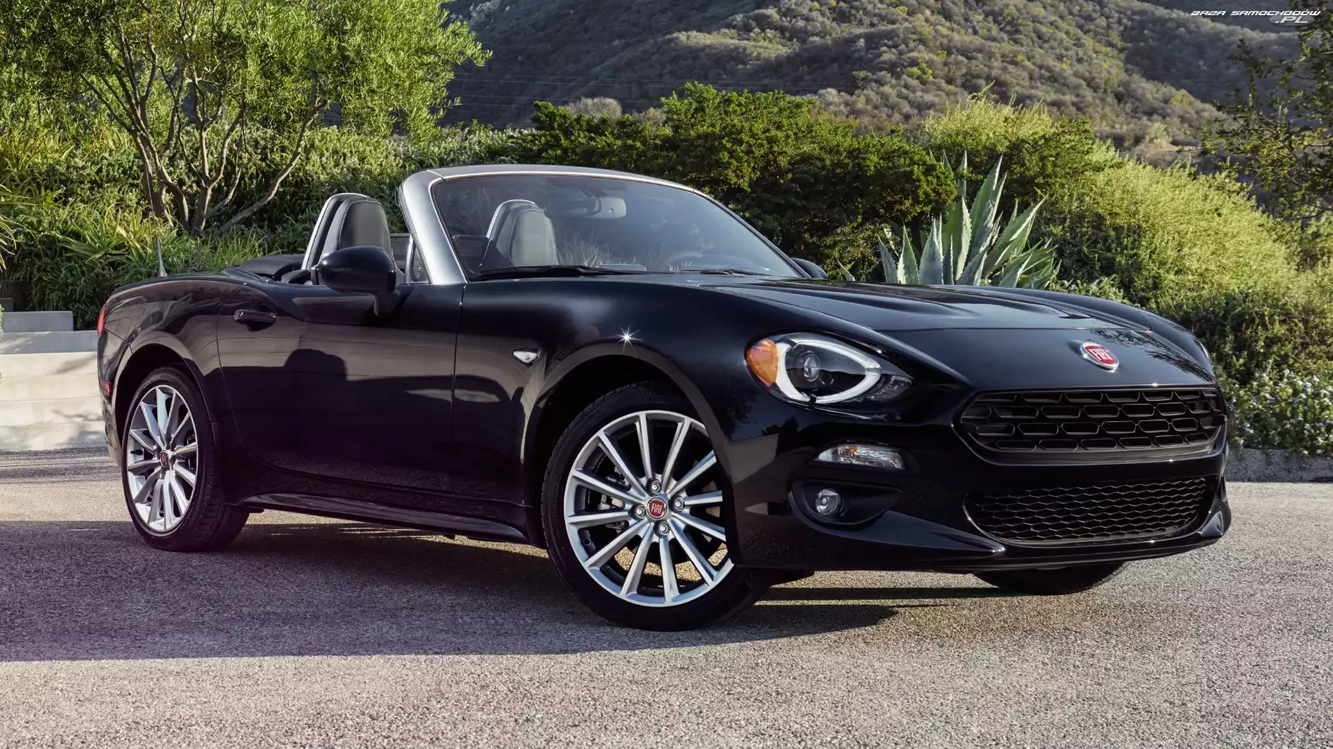 Cabrio, Czarny, Fiat 124 Spider