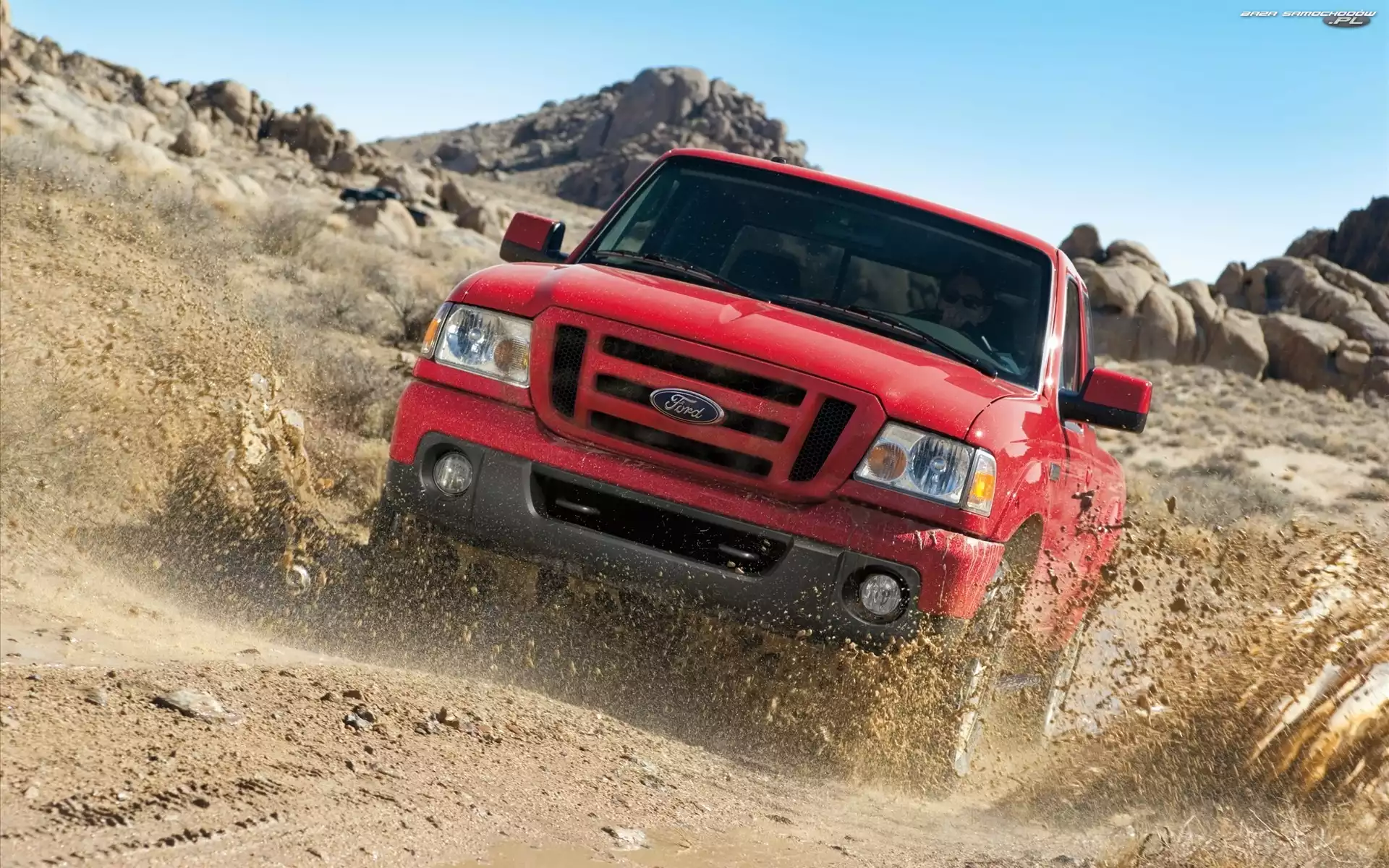 Czerwony, Kamienie, Ford F 150, Błoto