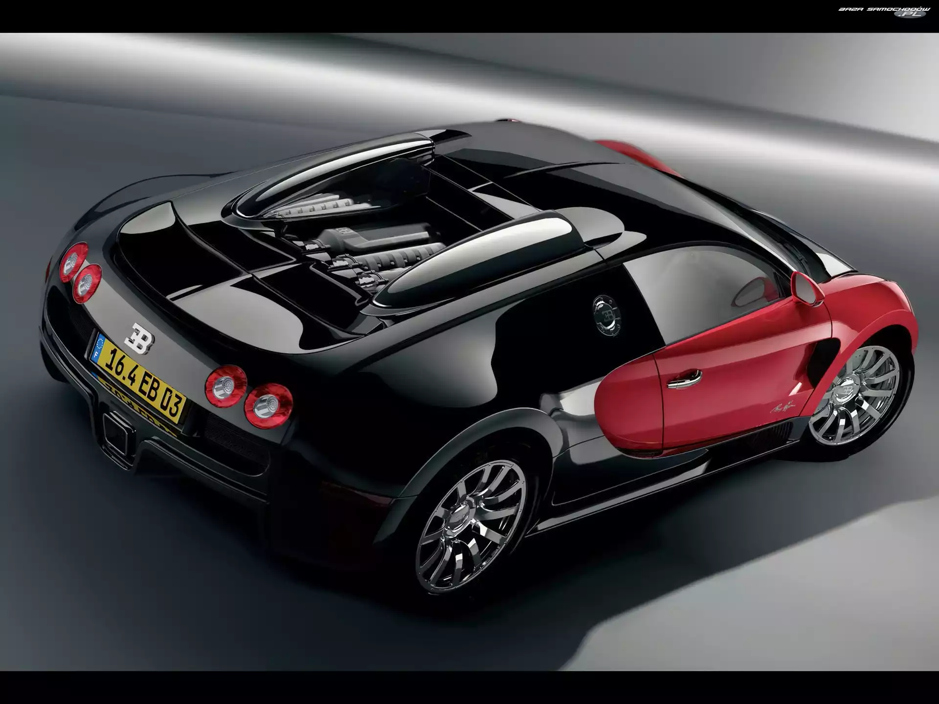 Czerwony, Tył, Czarny, Bugatti Veyron