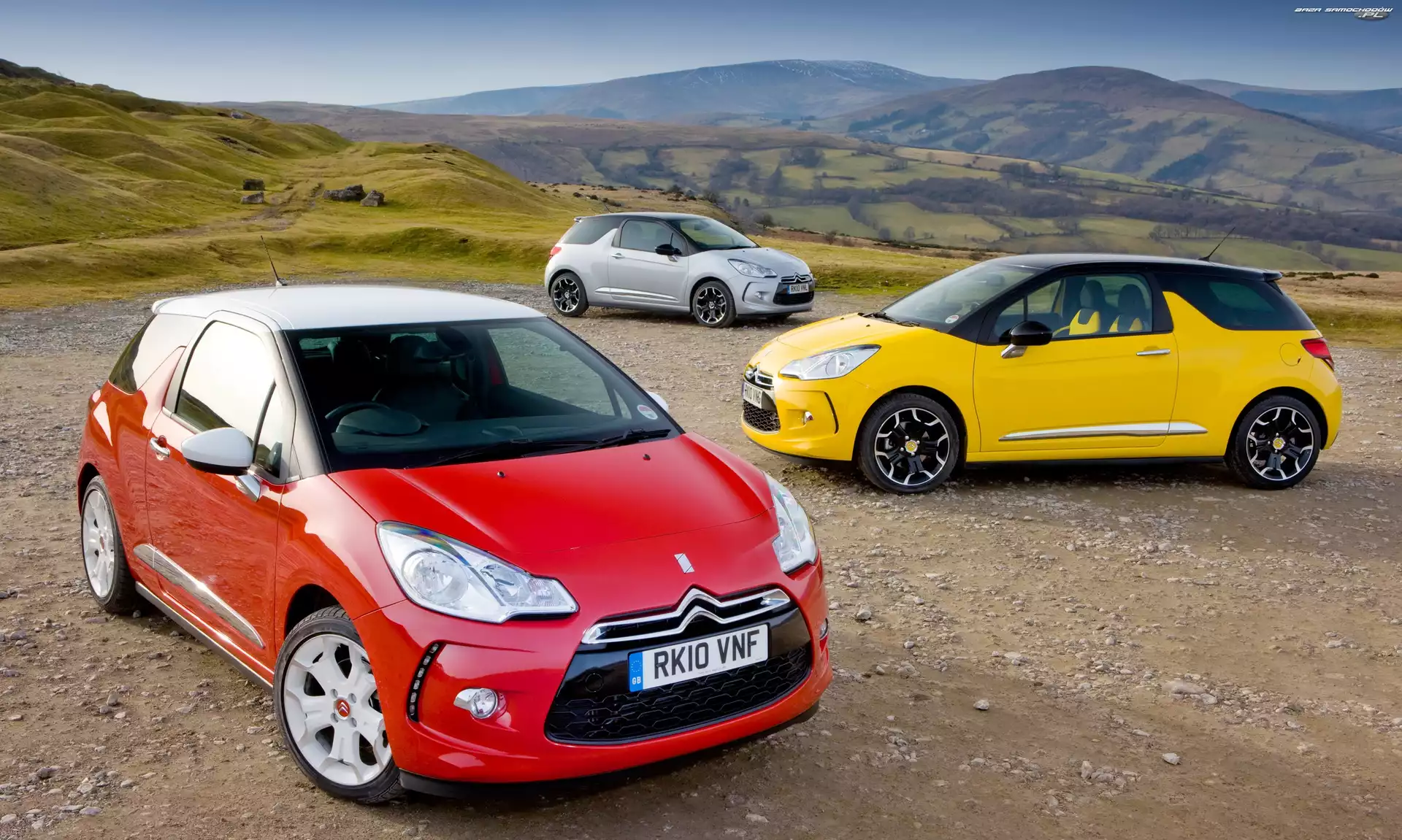 Żółty, Citroen DS3, Czerwony, Srebrny