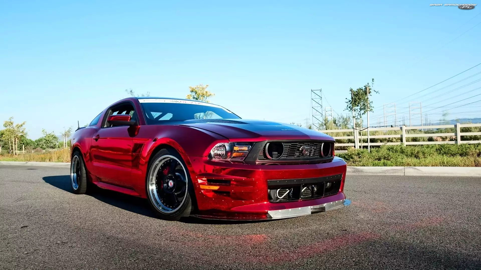 Droga, Czerwony, Mustang