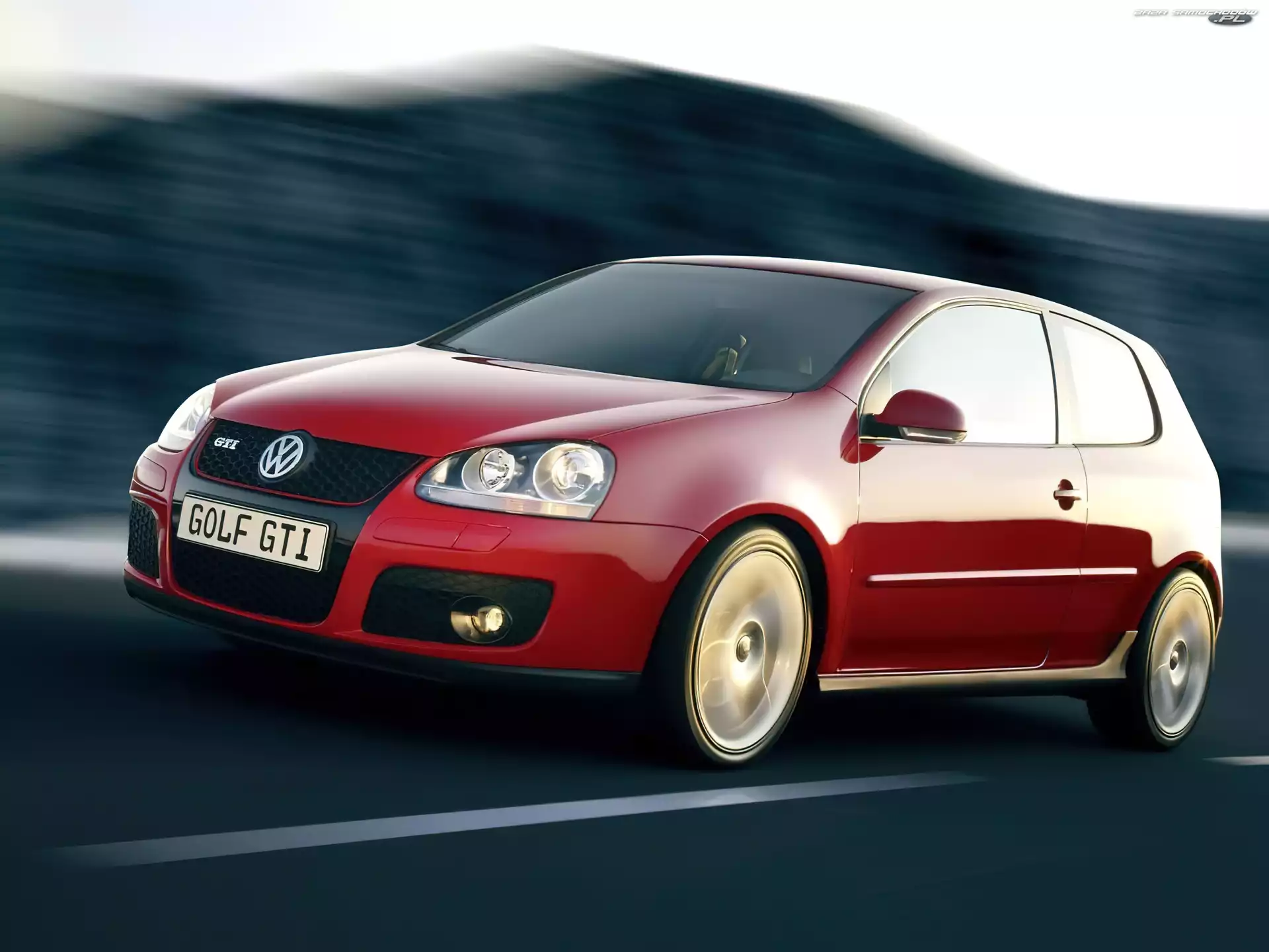 Czerwony, Volkswagen Golf, GTI