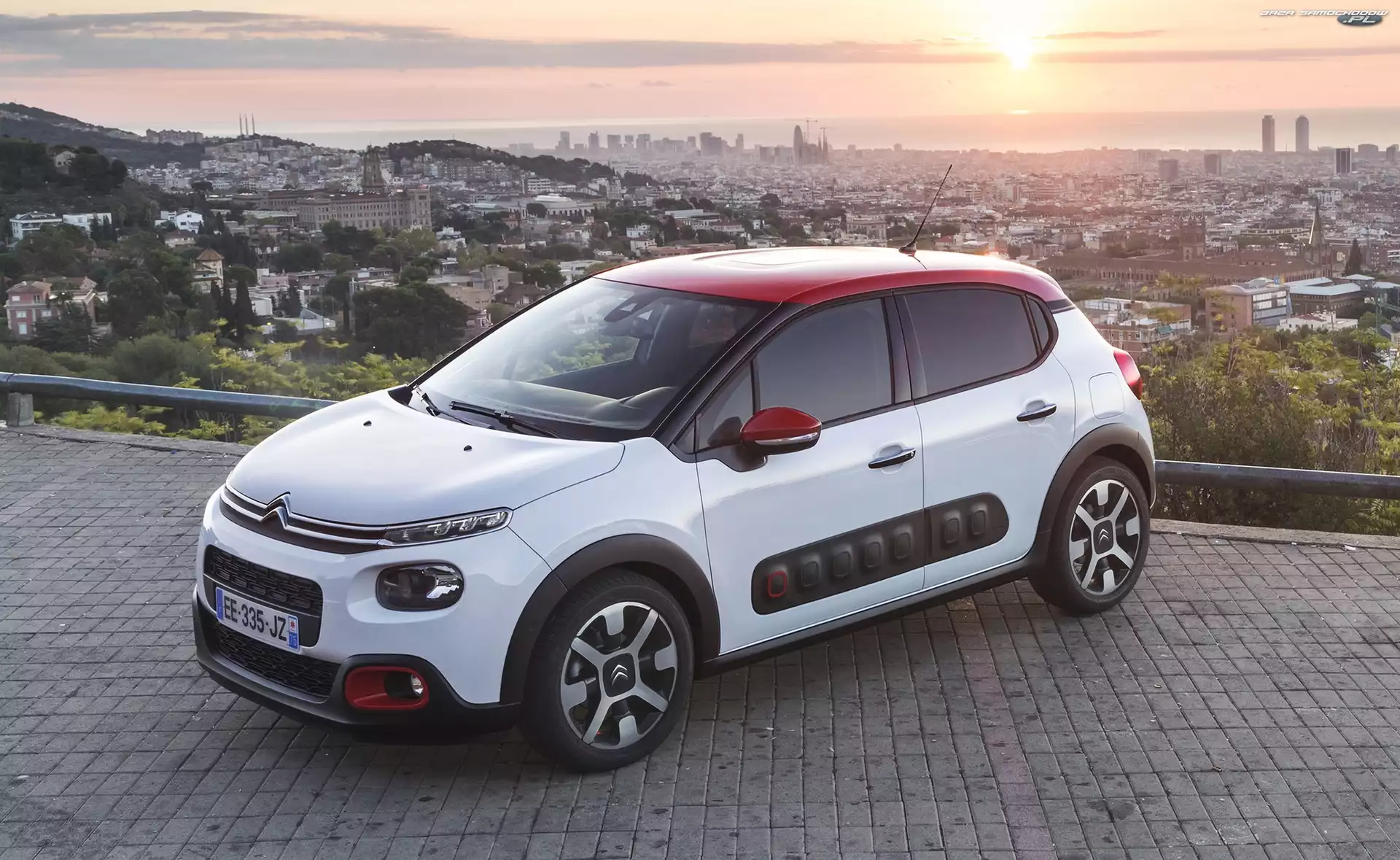 Dach, Czerwony, Citroen C3, Biały, 2016
