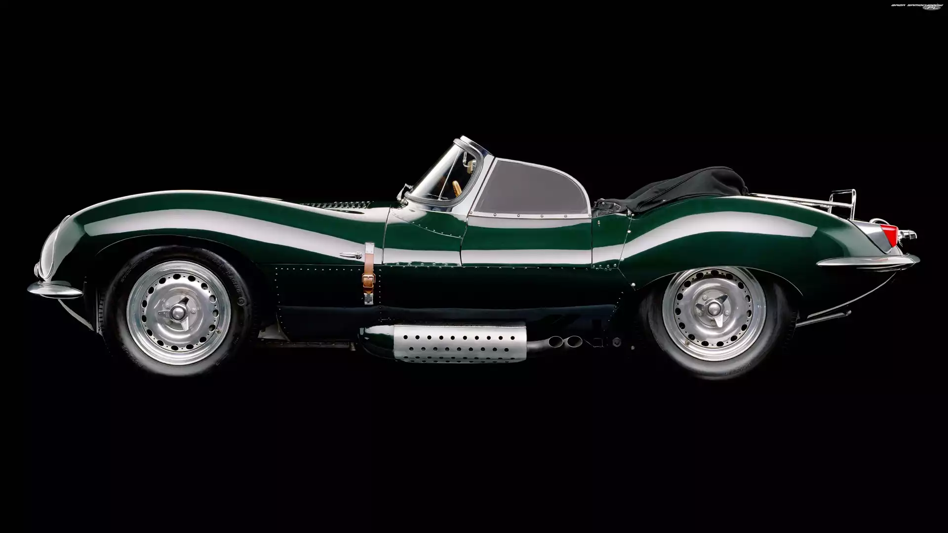 Zielony, Samochód, Zabytkowy, Rura Wydechowa, Jaguar Xkss 1956, Otwarty Dach