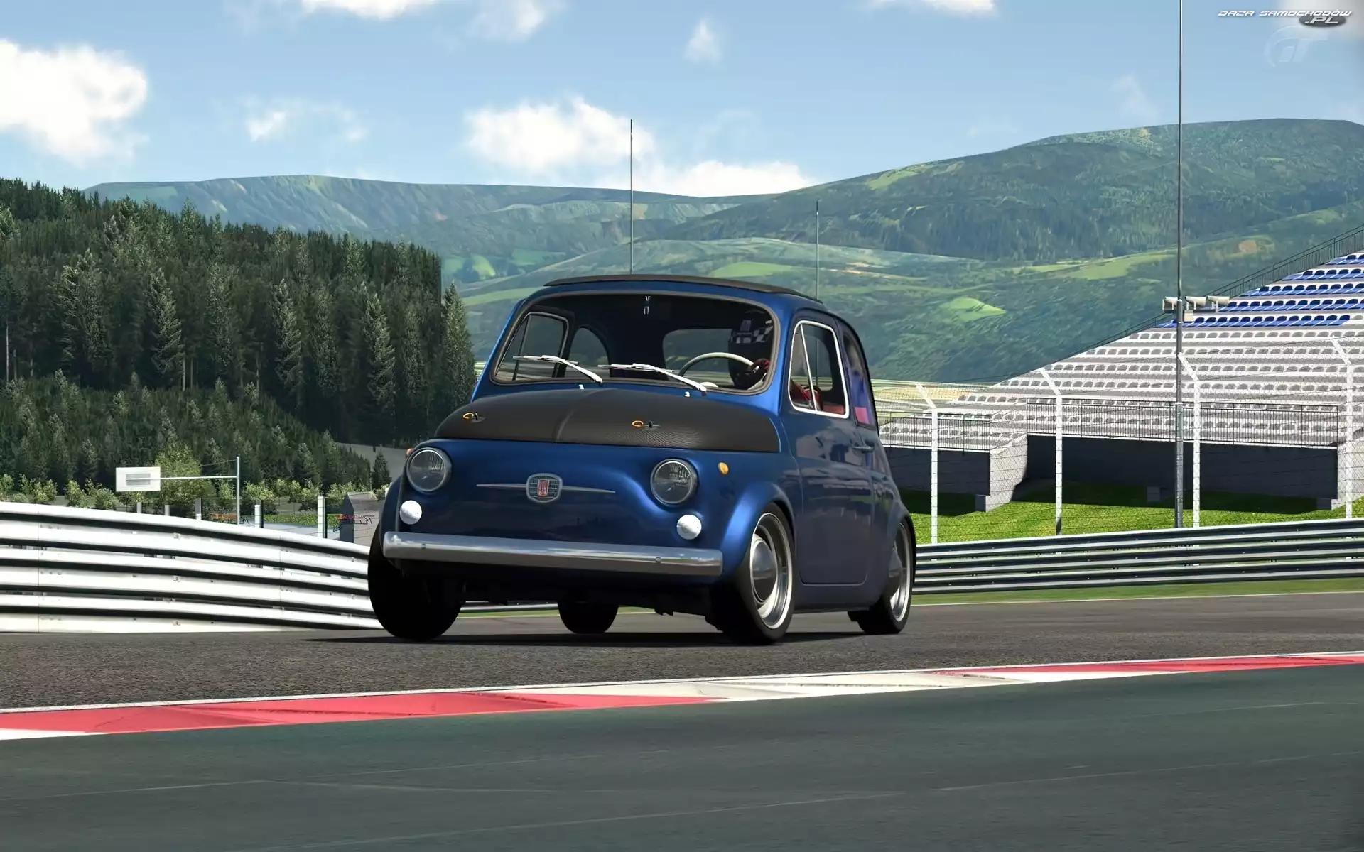 Droga, Lasy, Fiat 500, Góry