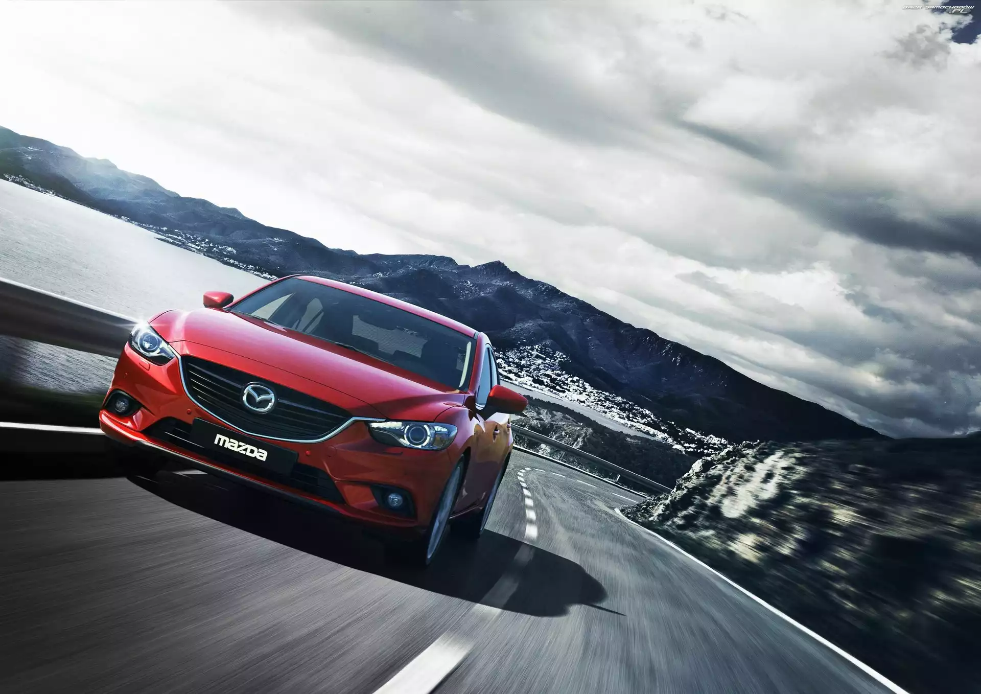 Droga, Chmury, Mazda 6, Woda