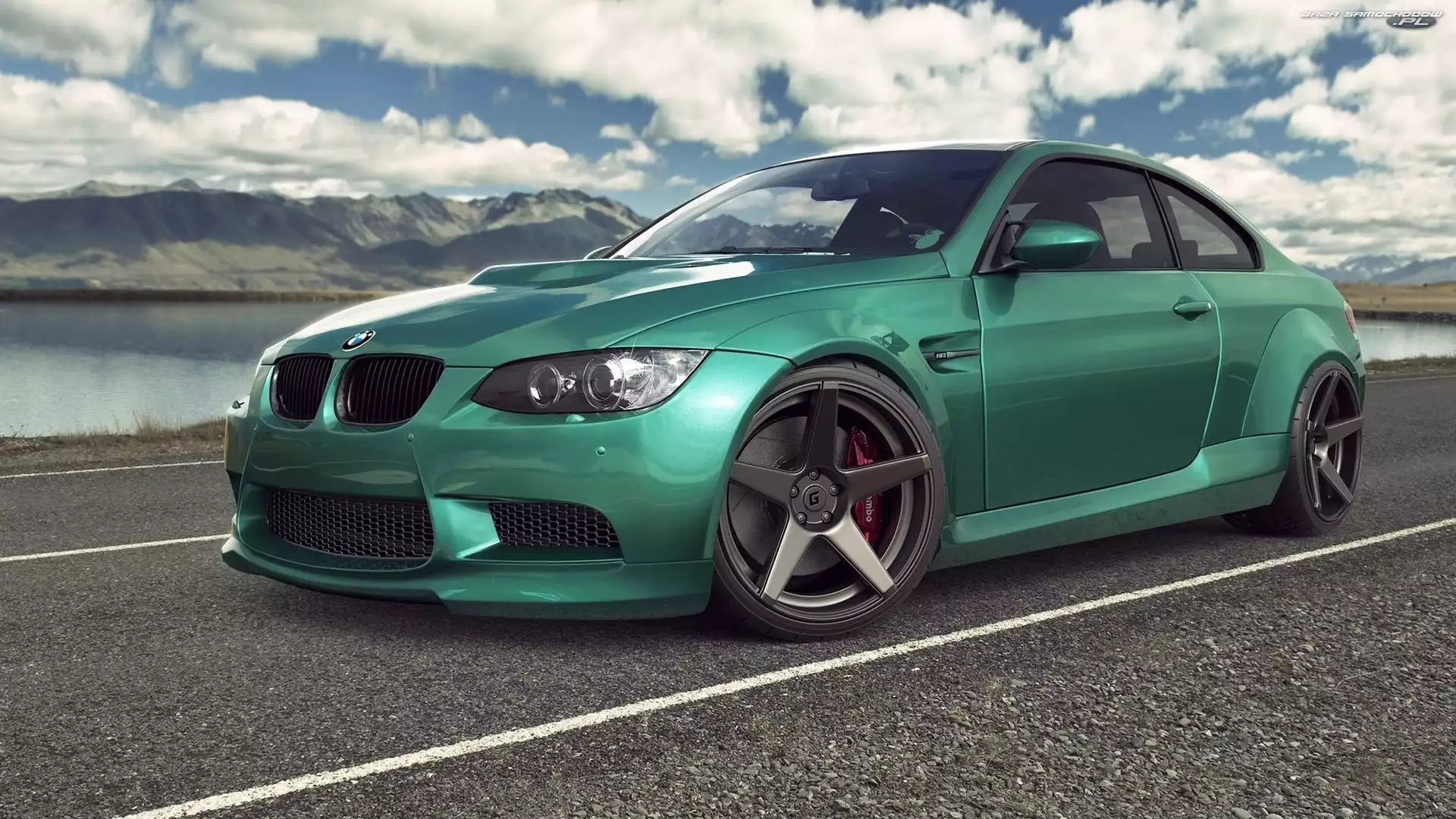 Droga, Niebo, Auto, Zielone, BMW M3