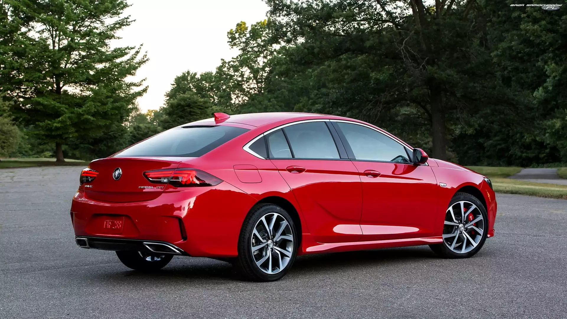 Drzewa, Droga, Buick Regal GS, Czerwony, 2018