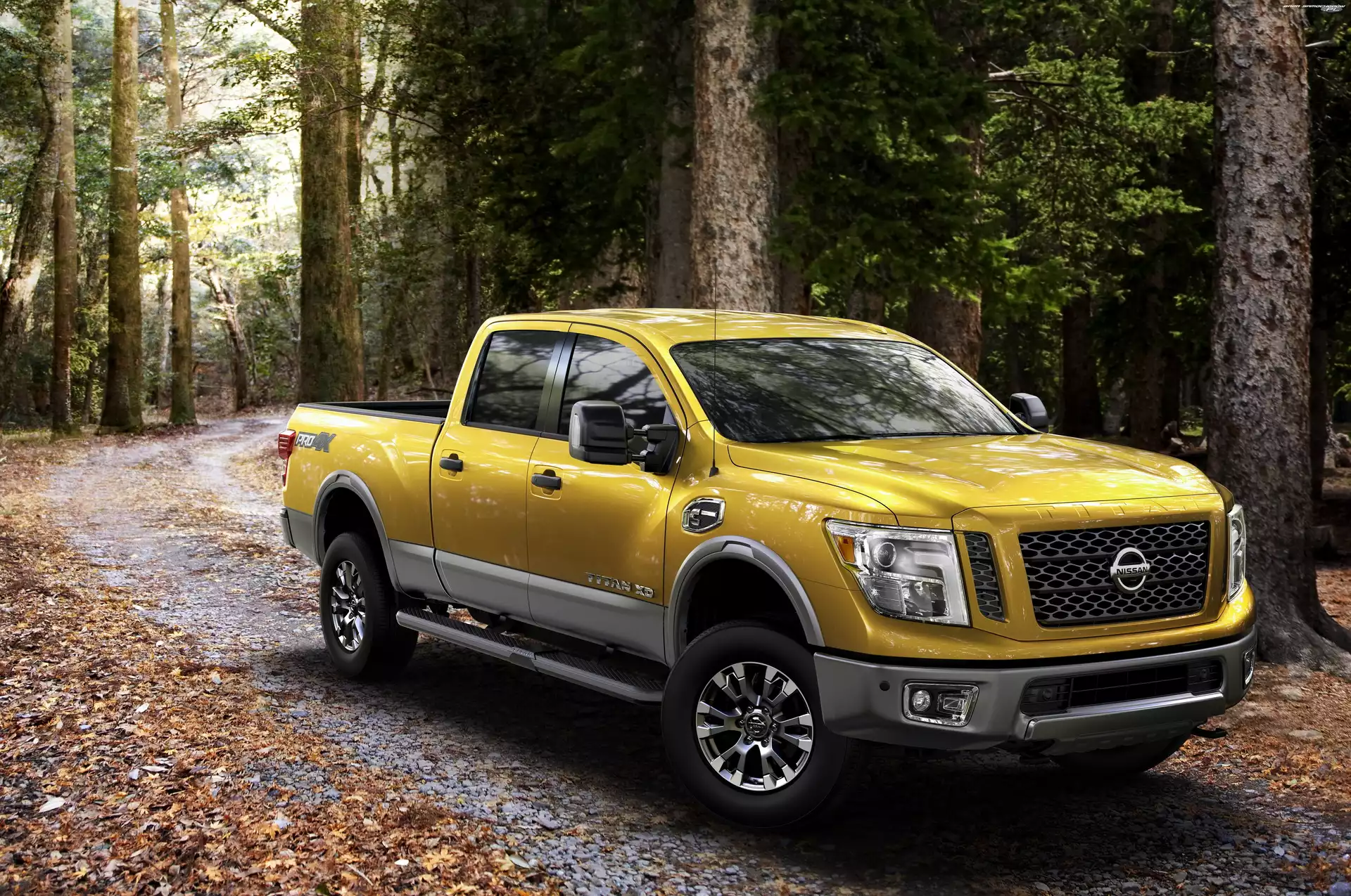 Droga, Las, Samochód, Nissan, Titan