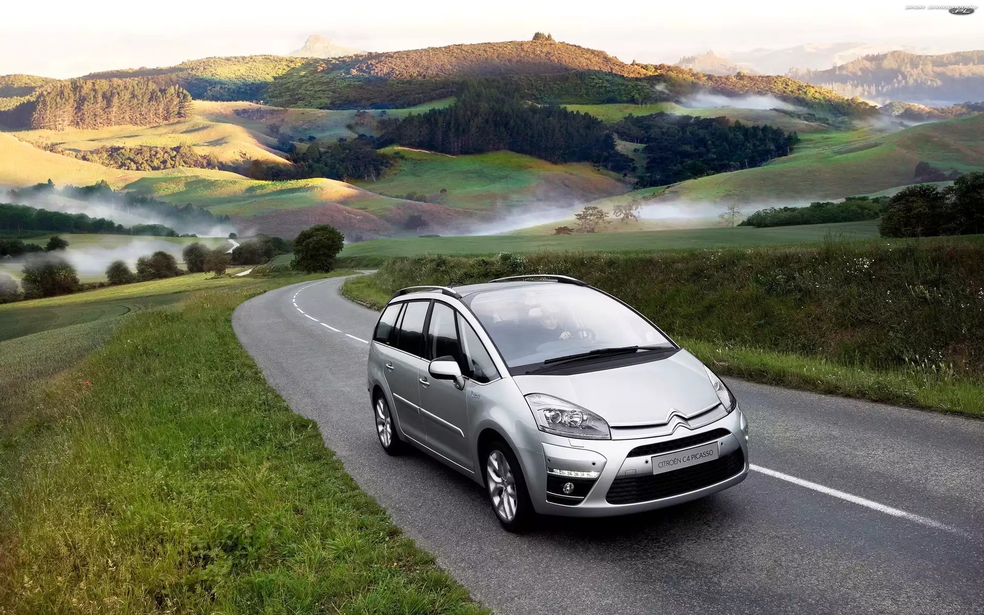 Droga, Citroen, Mgła, Lasy, Picasso, Góry