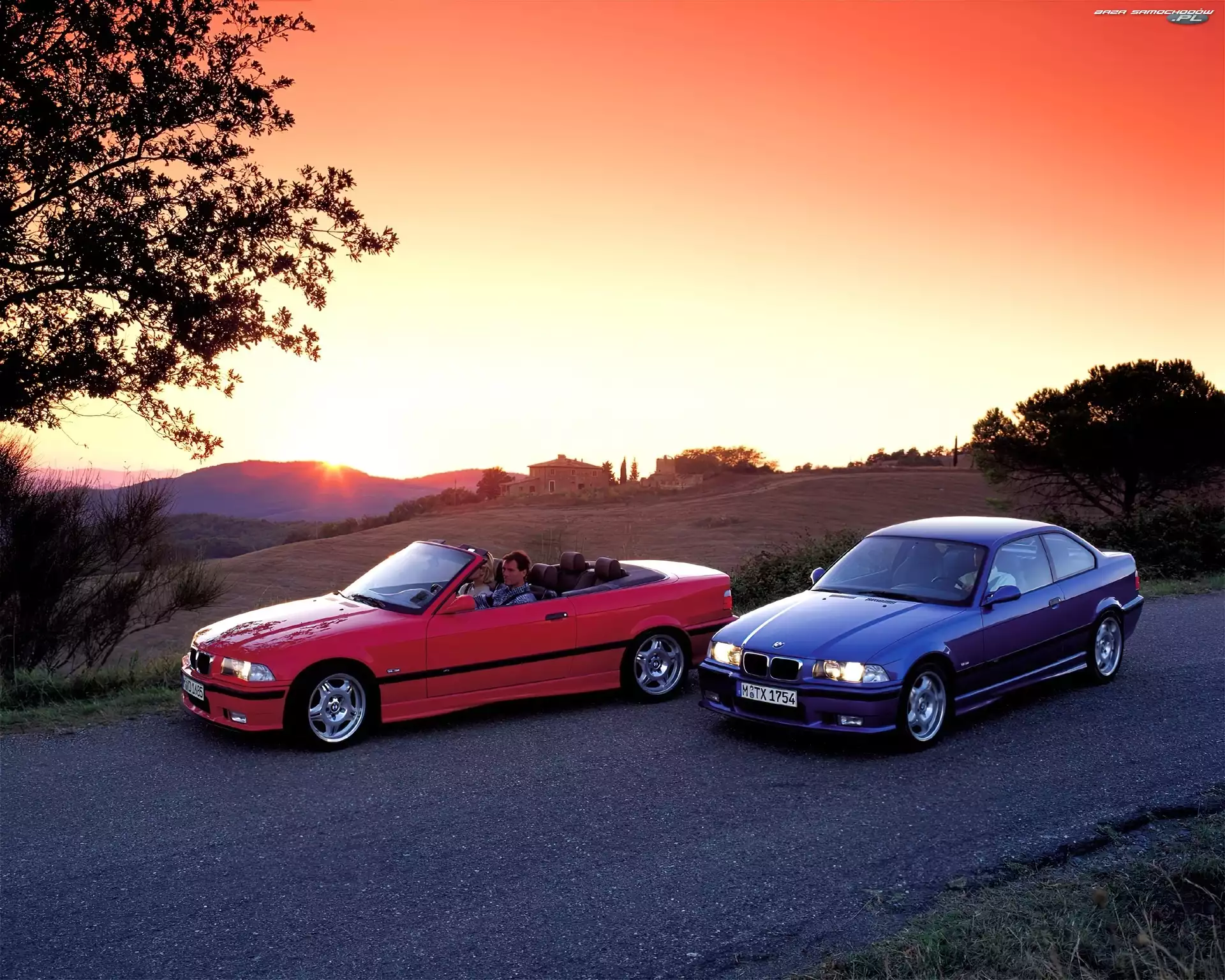 BMW 3, E36, Granatowy, Czerwony Cabriolet