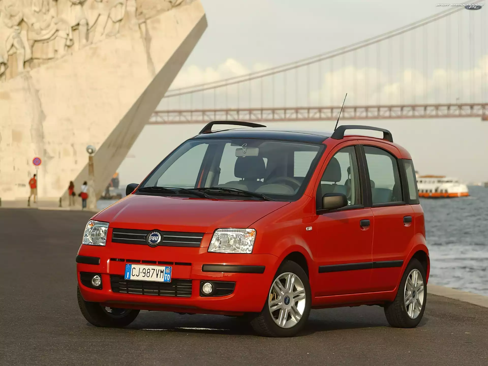 czerwony, Fiat, Most, Panda