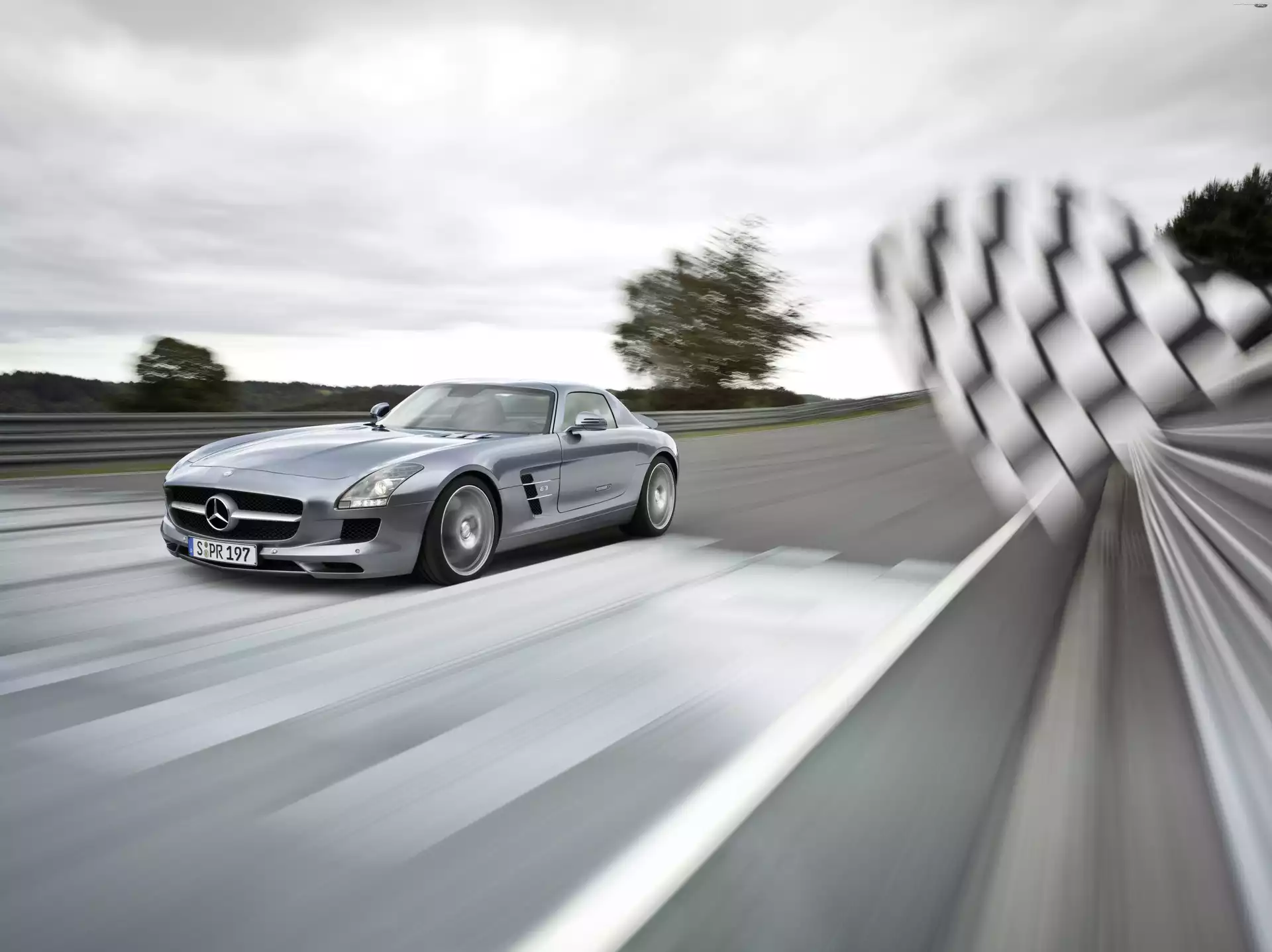 Flaga, Wyścigowy, Mercedes Benz SLS, Tor