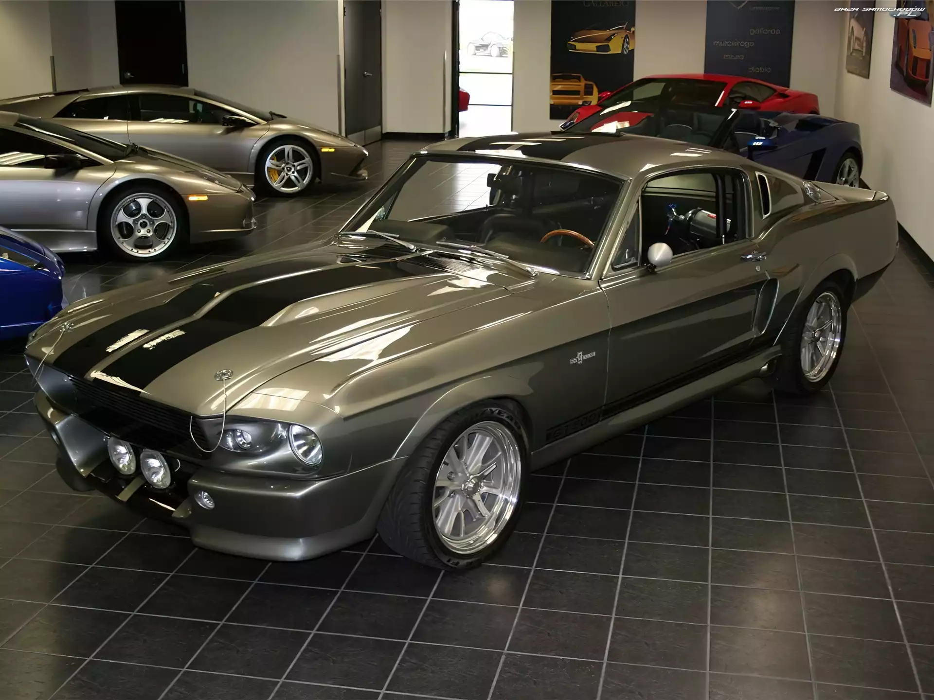 Srebrny, Ford Mustang, Salon, GT500