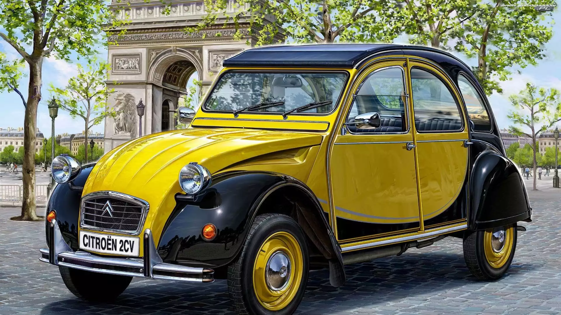 Francja, Paryż, Zabytkowy, Citroen, Łuk Triumfalny