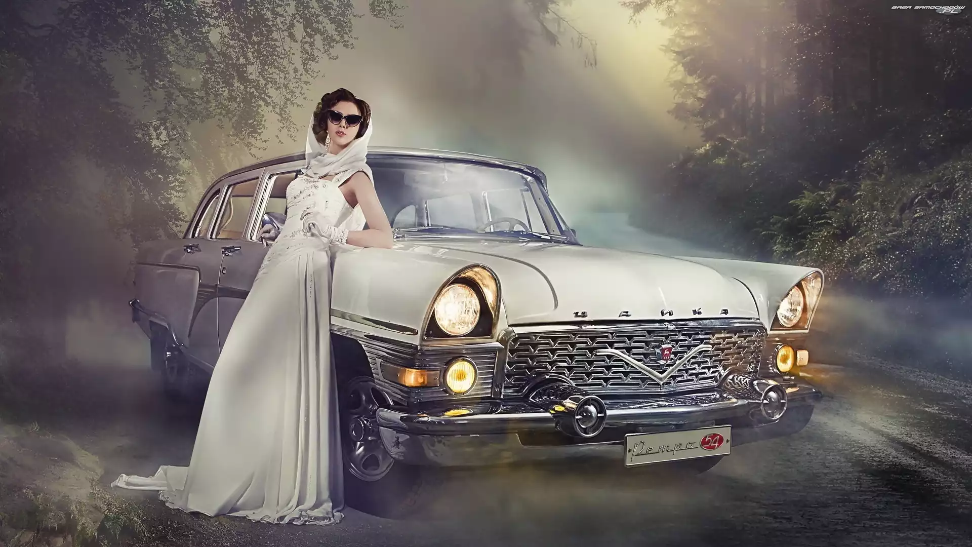 Gaz-13 Czajka, Okulary, Samochód, Kobieta