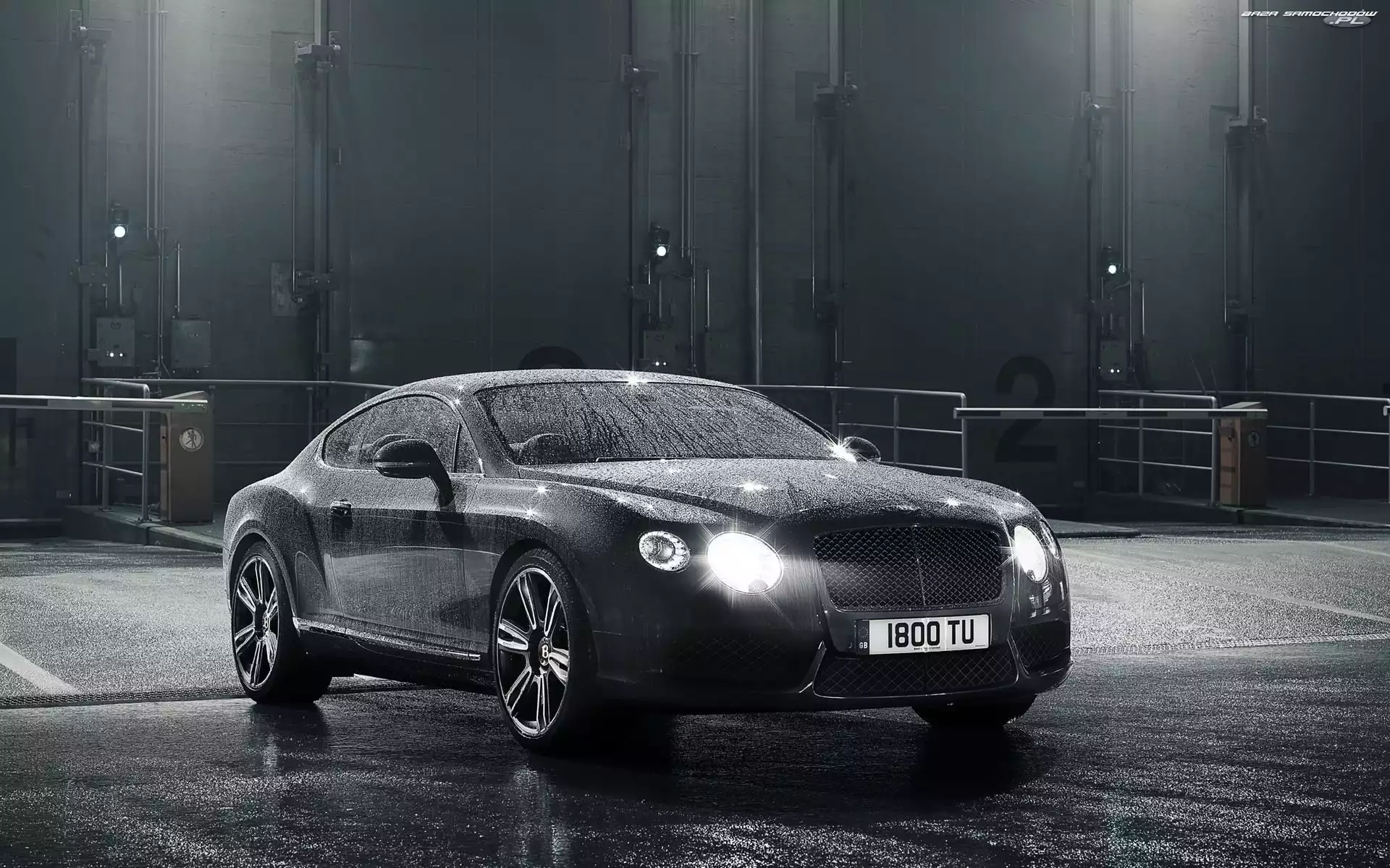 Gt, Bentley, Światła, Deszcz, Continental, V8