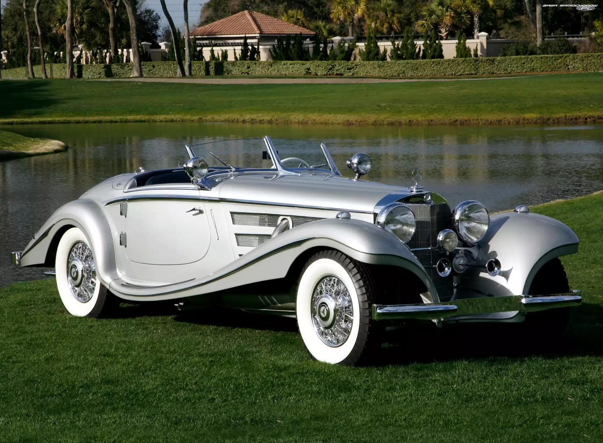 Kabriolet, Mercedes Benz 500K, Srebrny