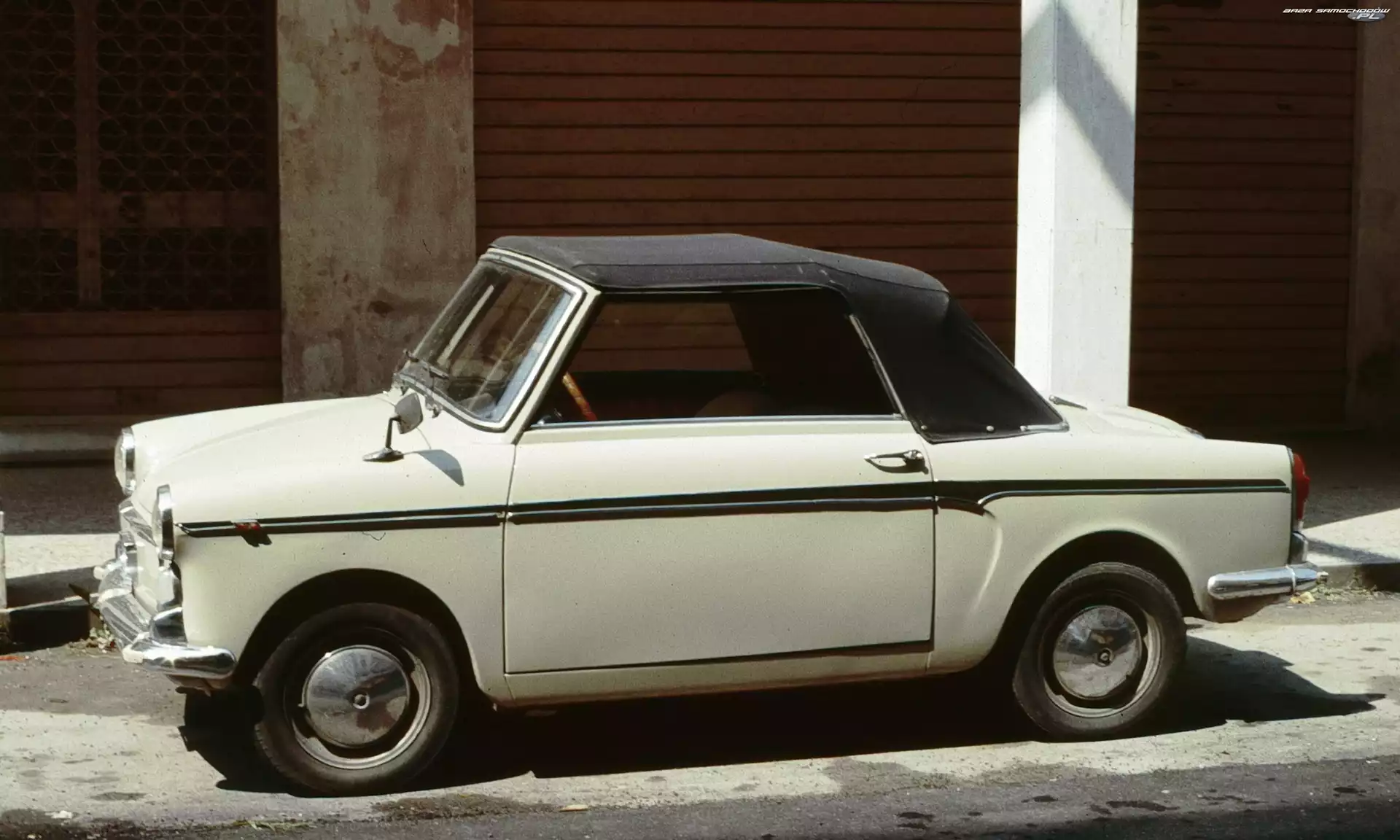 Kabriolet, Autobianchi Bianchina, Czarny, Biały, Pas