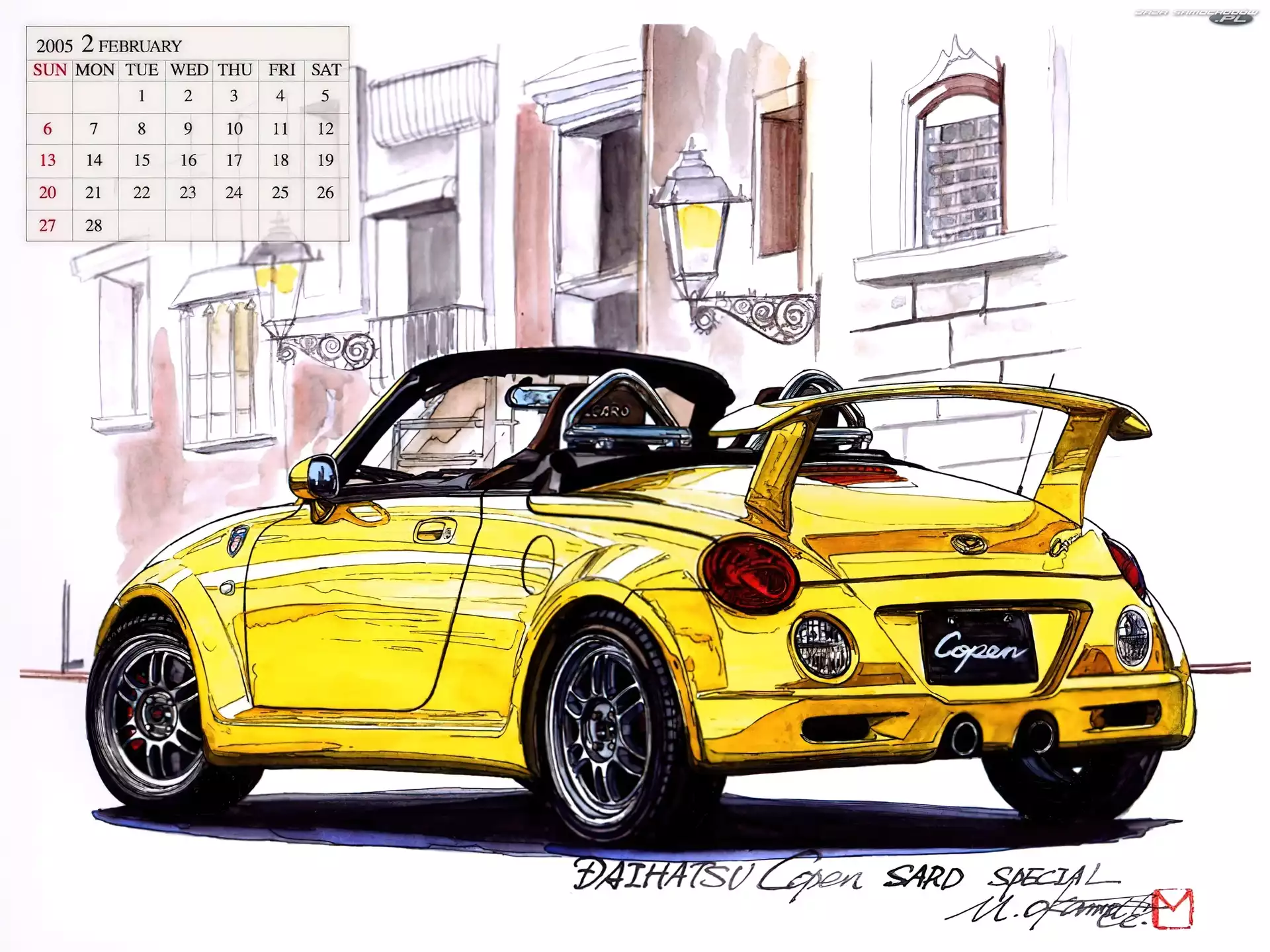Kalendarz, Daihatsu Copen, Rysunek