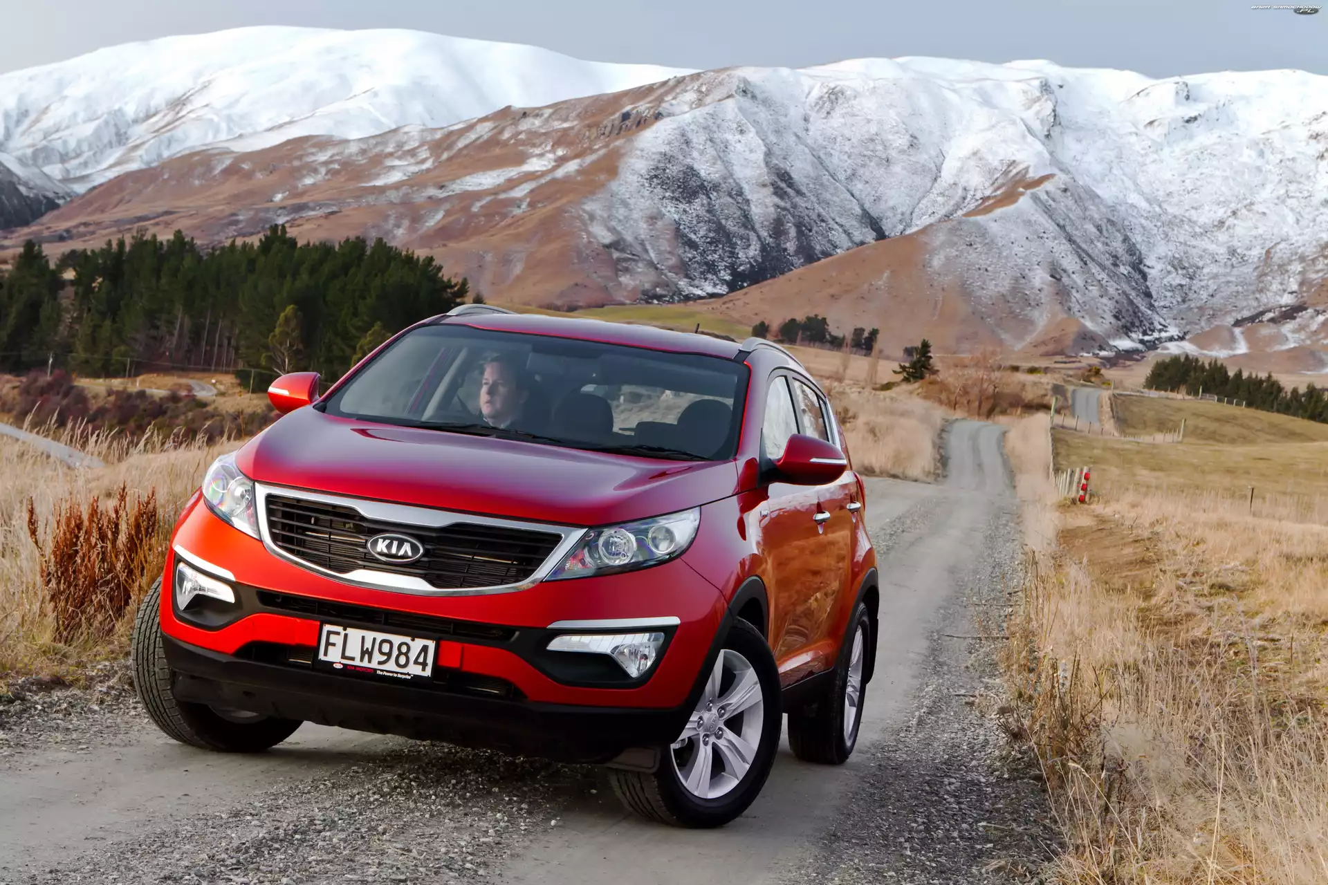 Kia, Góry, Czerwona, Sportage